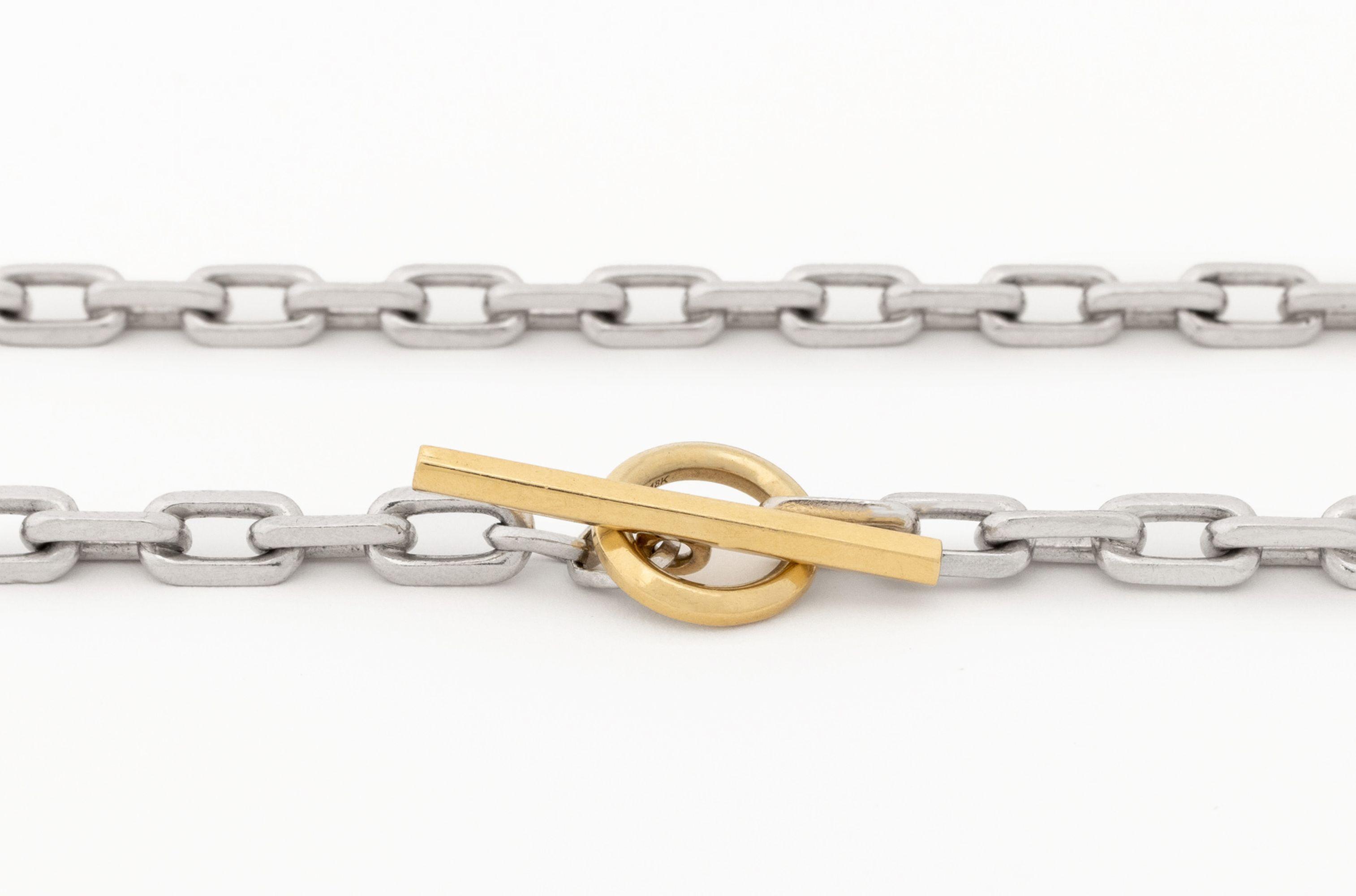 925 Silver 18k Yellow Gold Paper Clip Necklace