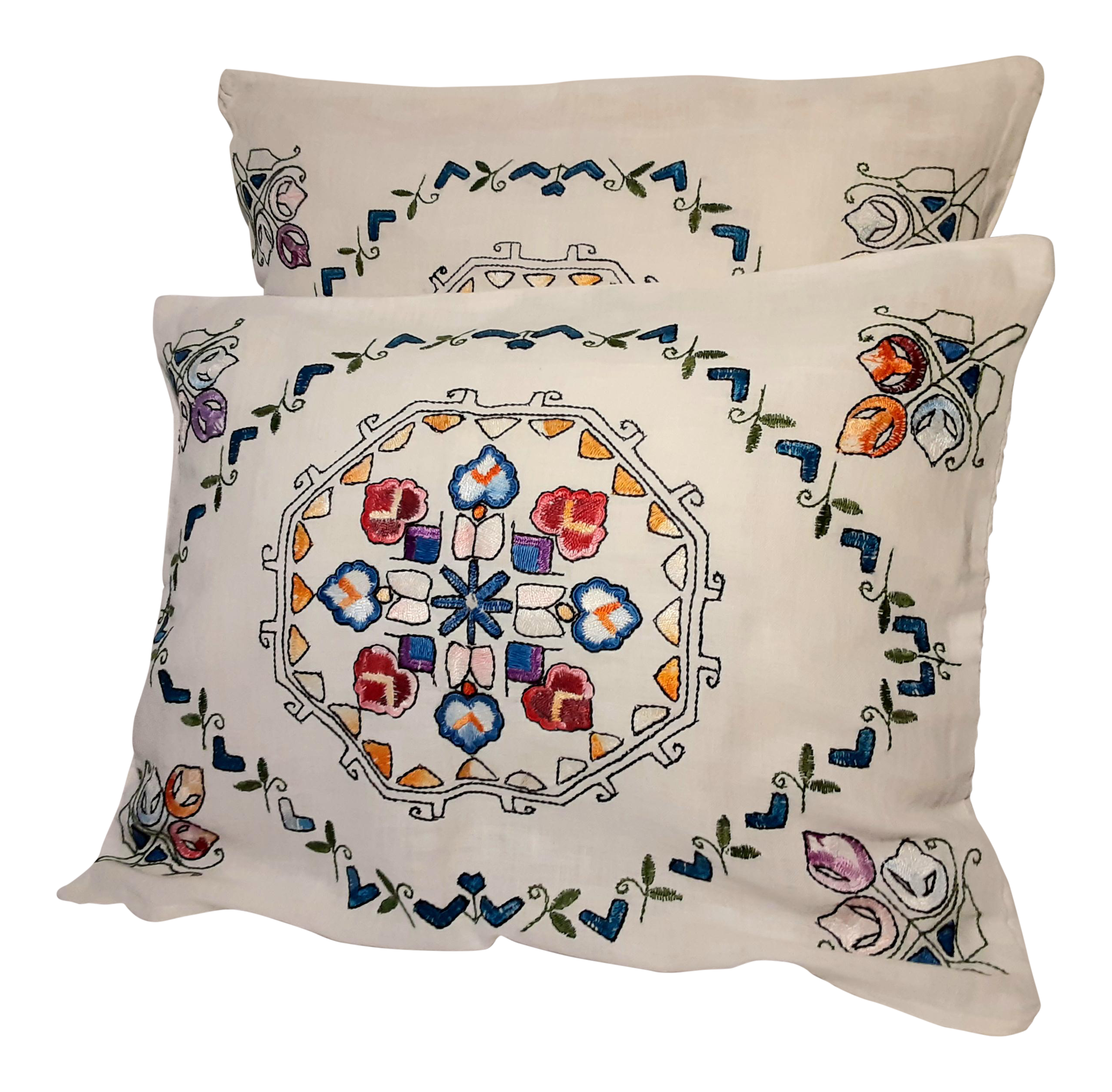 Vintage Cottage Hand Embroidered Pillow Case Shams A Pair Chairish