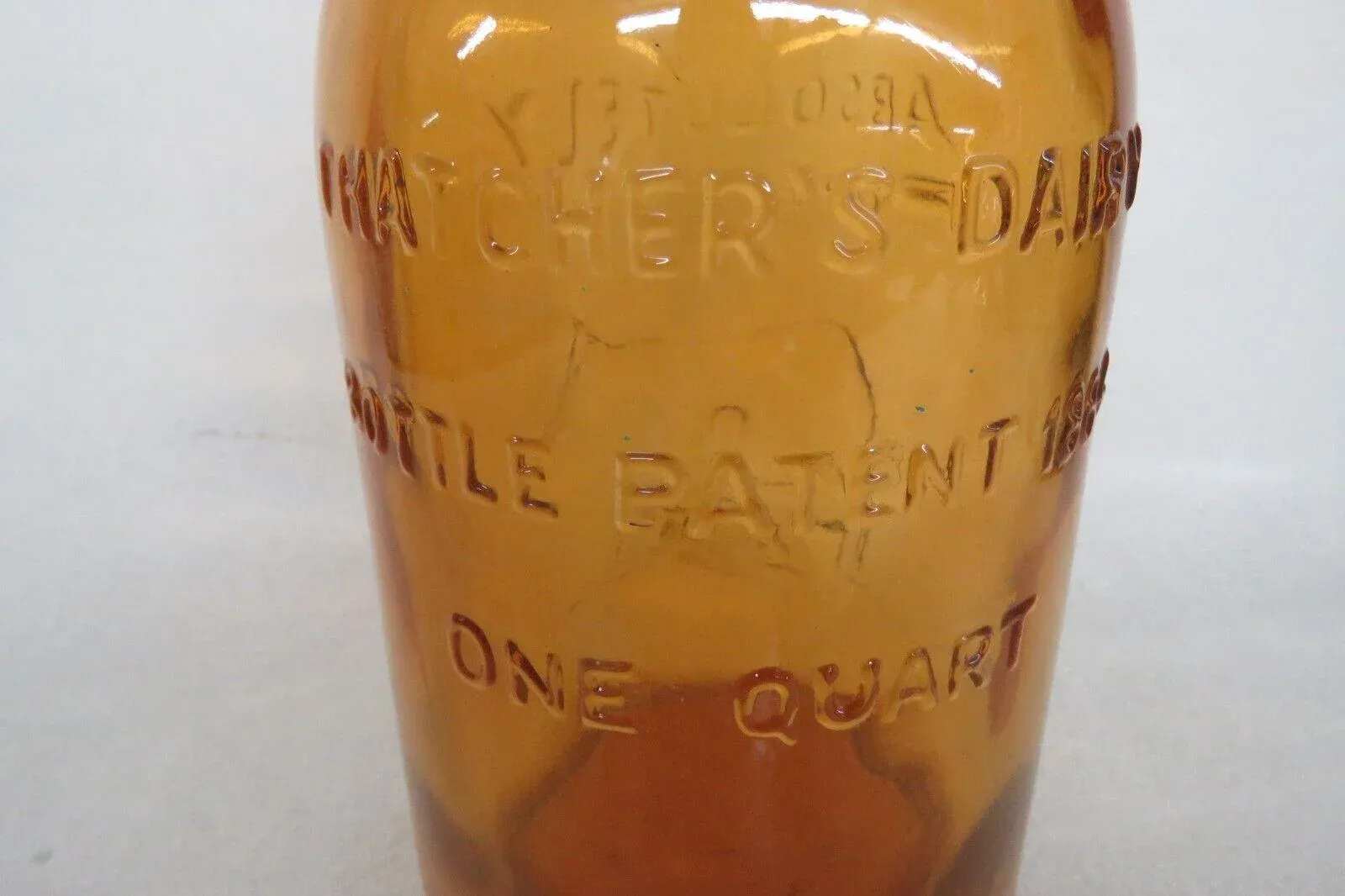 Amber Glass Miller Bros Creamery Dairy Milk Bottle Quart Attend Church