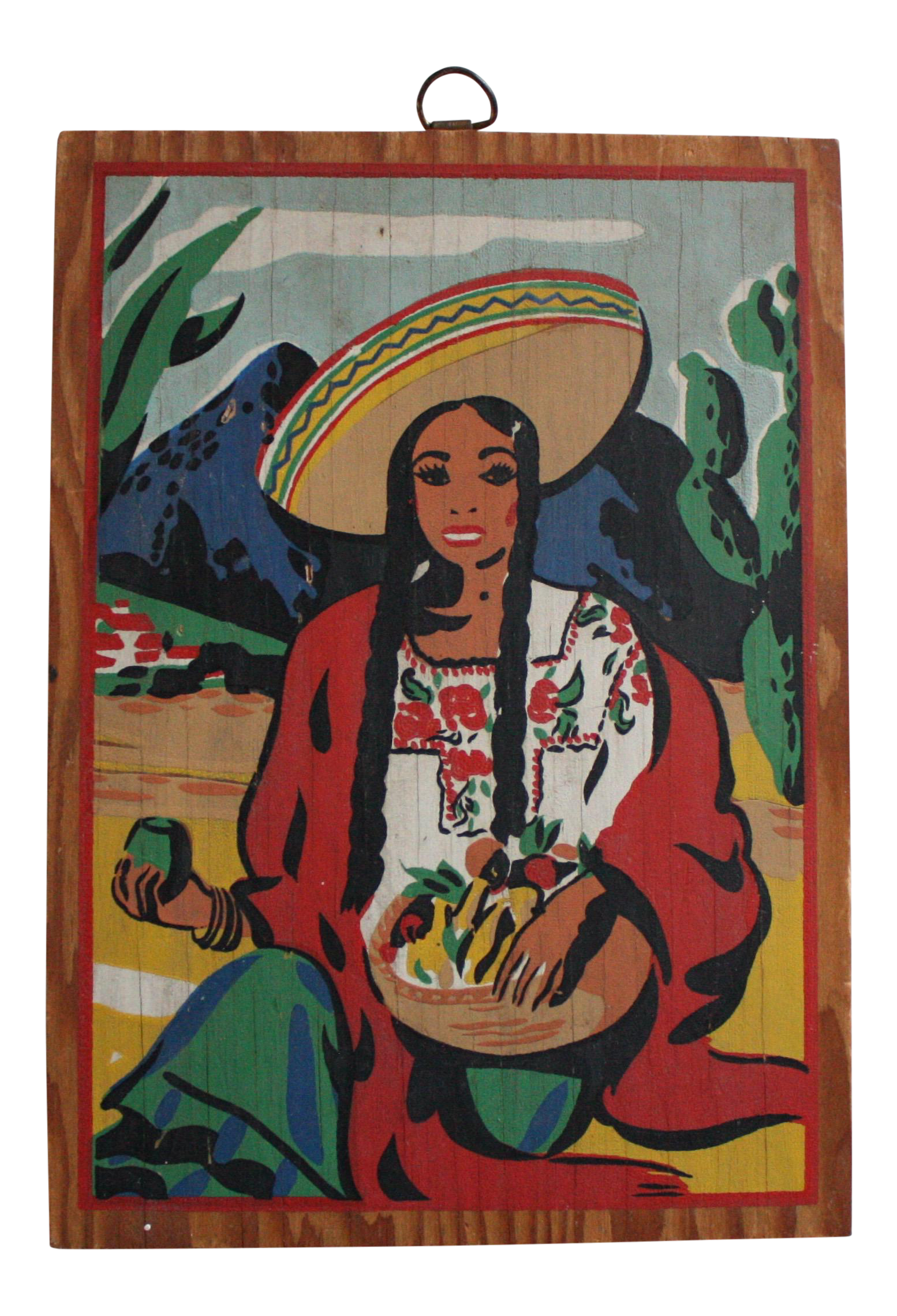Vintage Mexican Folk Art Painting of a Woman Chairish