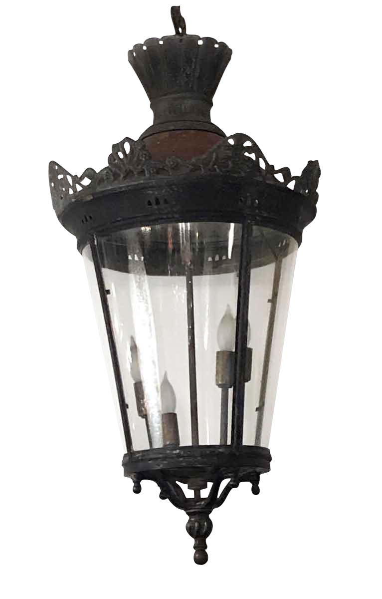 20th Century Outdoor Wrought Iron Hanging LanternAs Is Chairish