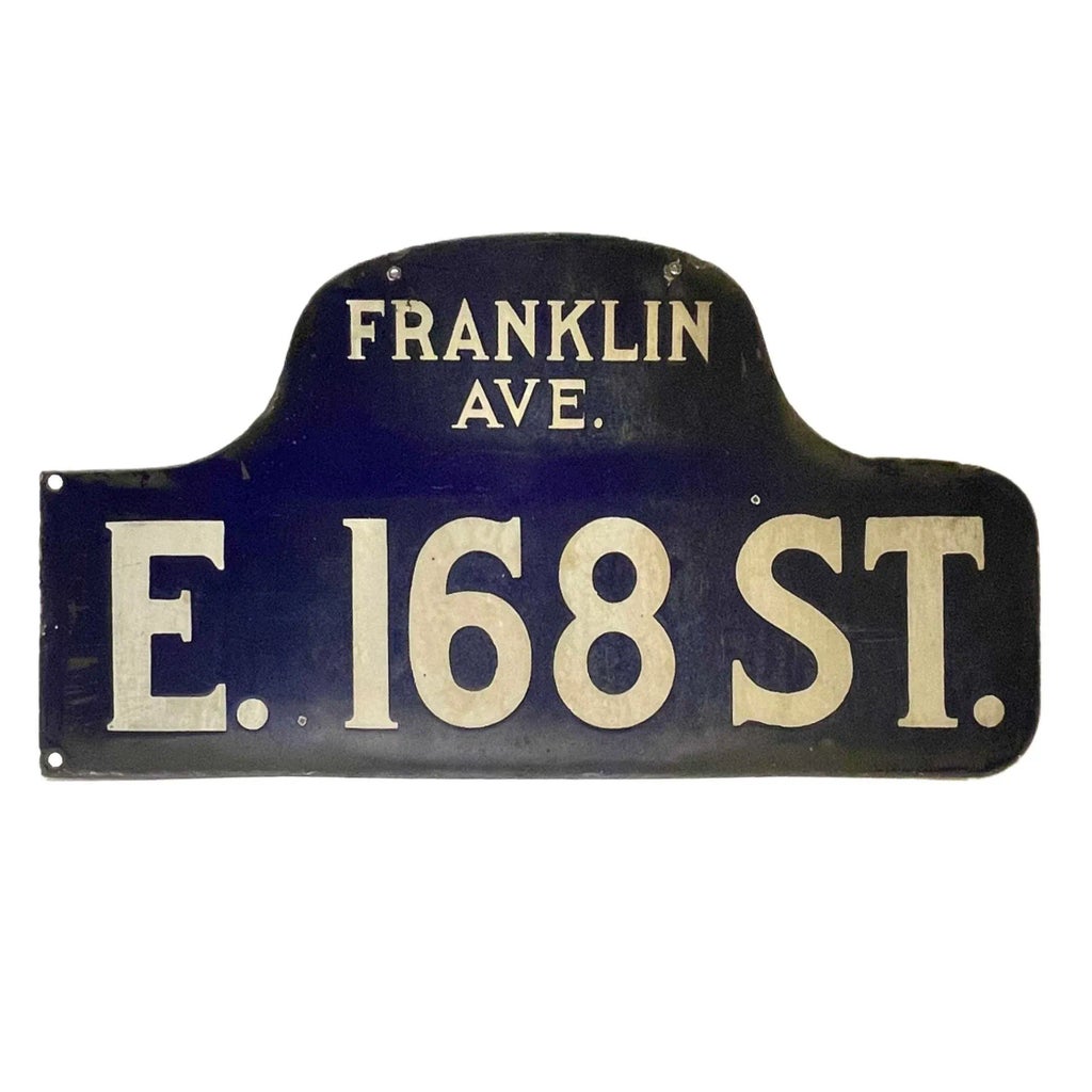 Antique Vintage Porcelain Enamel New York City Humpback Street
