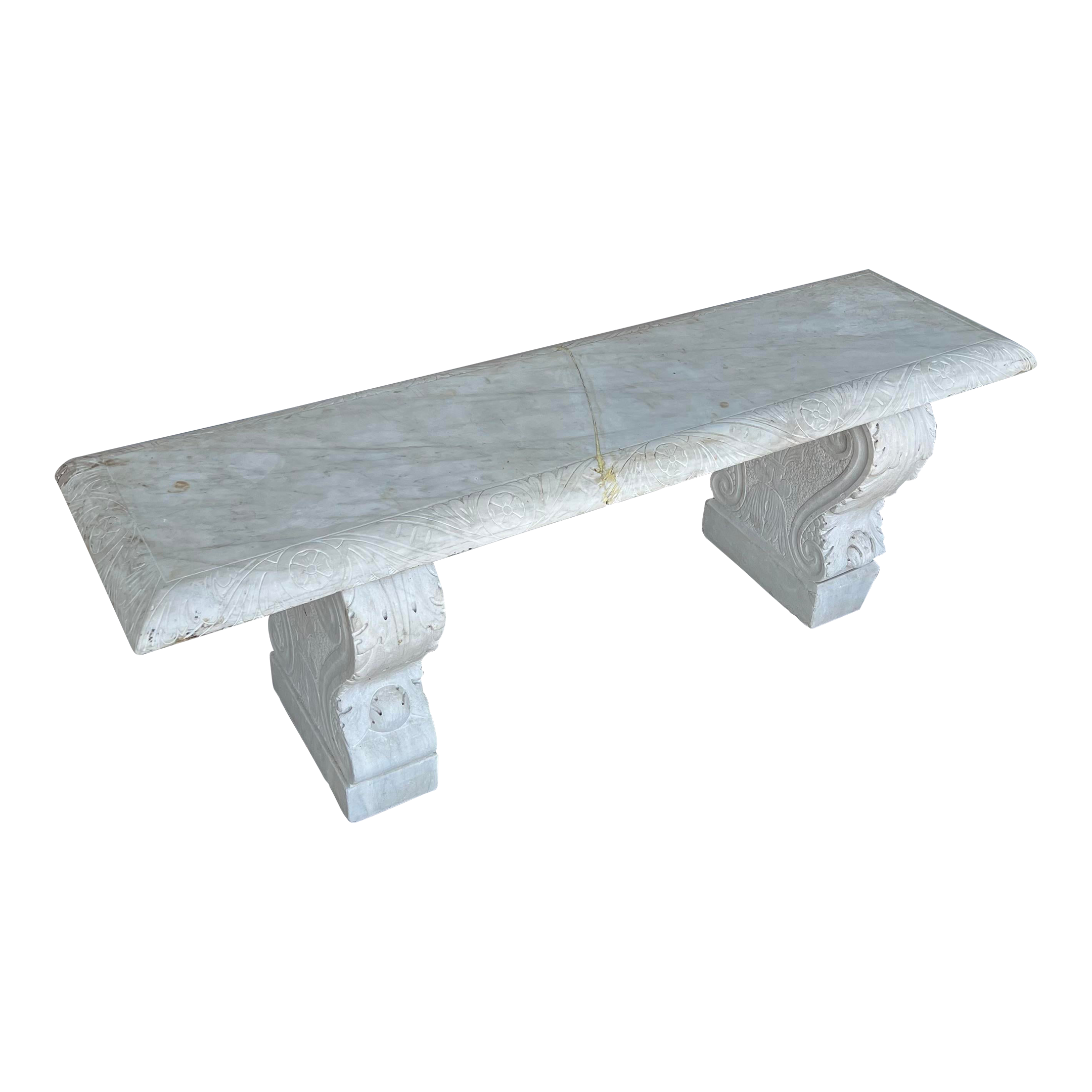 19'th C. Carved Carrera Marble Bench Chairish