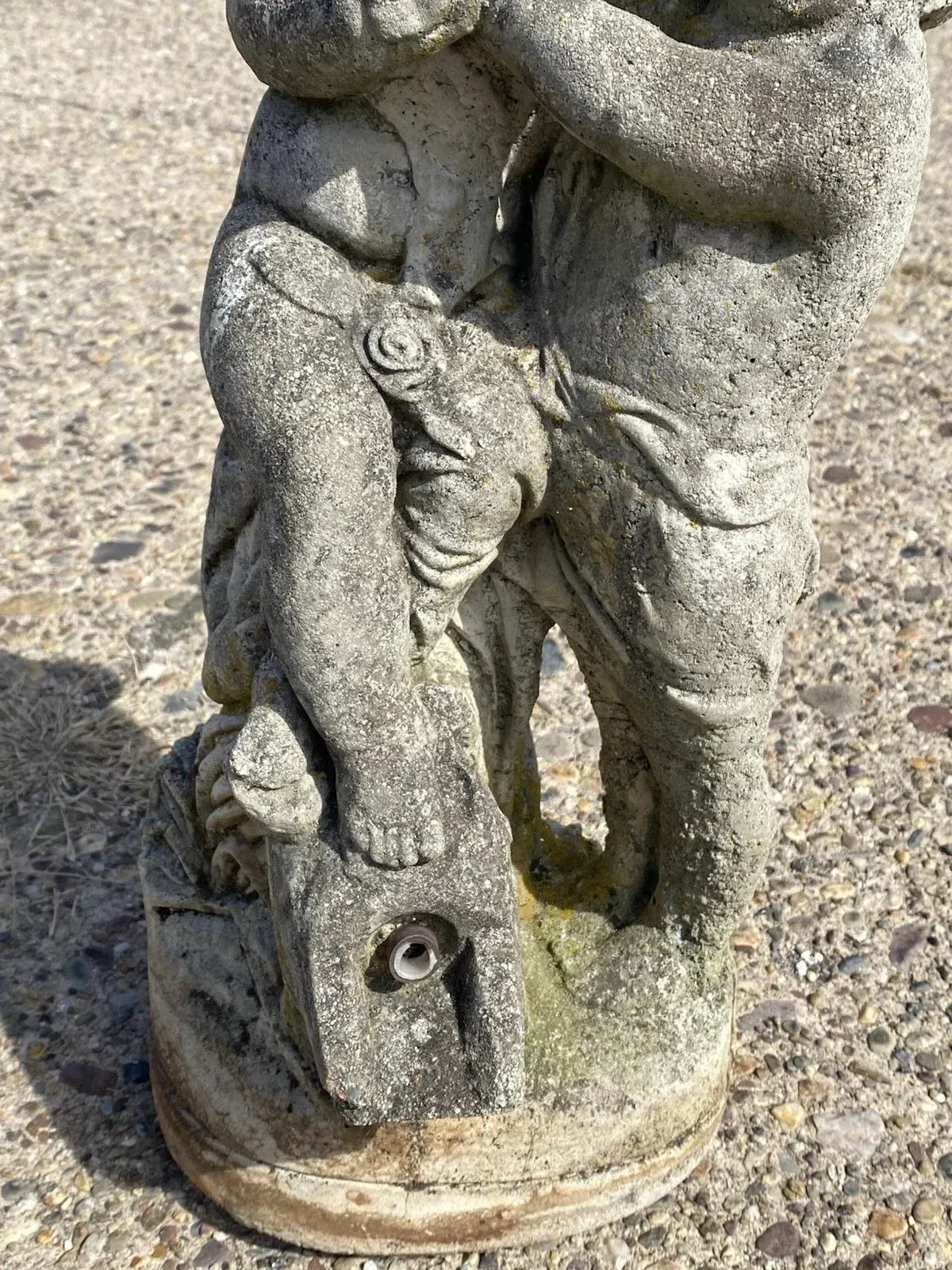 French Neoclassical Small Concrete Figural Cherub Garden Statue Water  Fountain | Chairish, image size:1200x1600