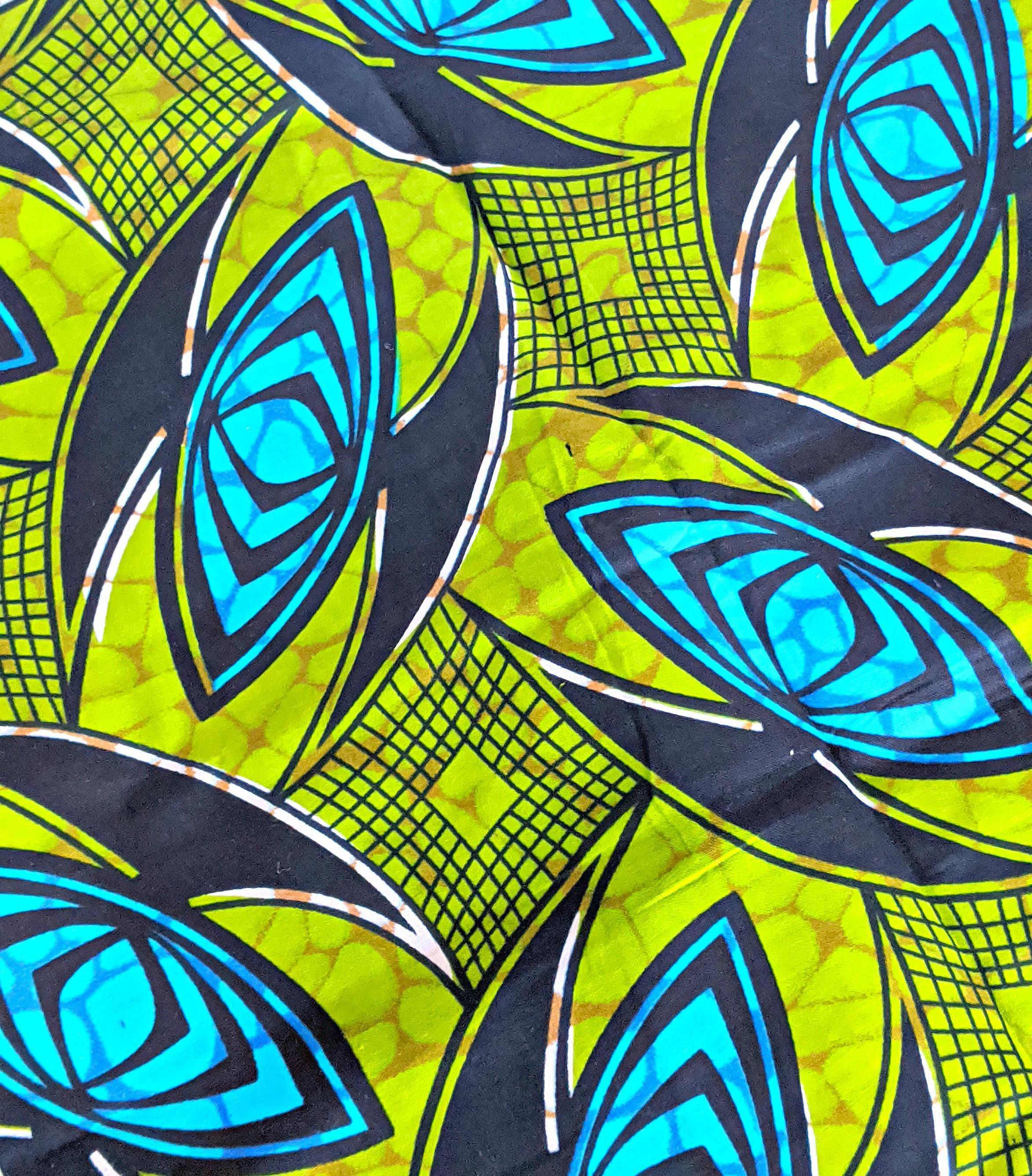 Contemporary Green Black Mod African Fabric 5 Yards Chairish