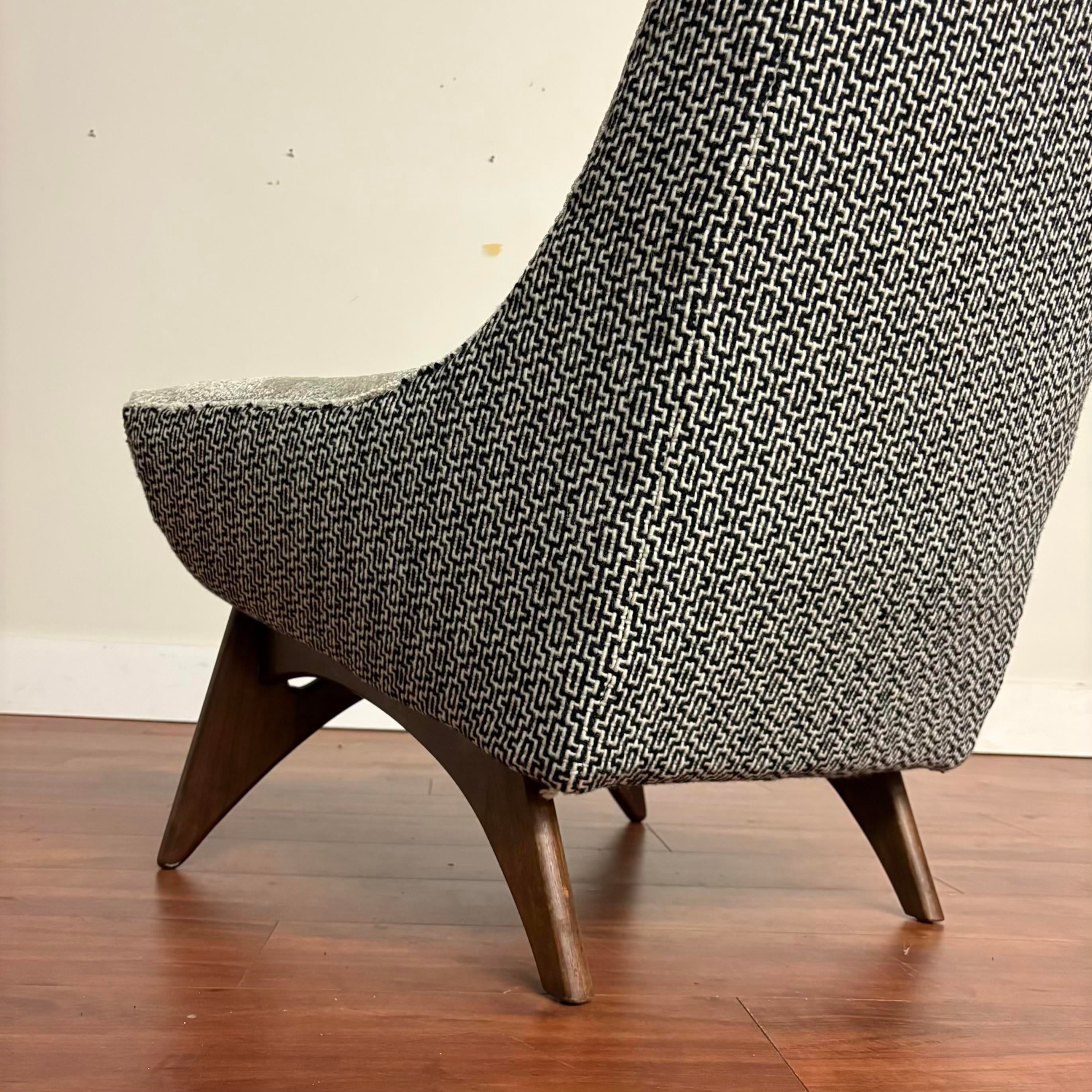 Mid-Century Adrian Pearsall Lounge Chair, Newly Reupholstered in Knoll Ita & Nobilis Arctique