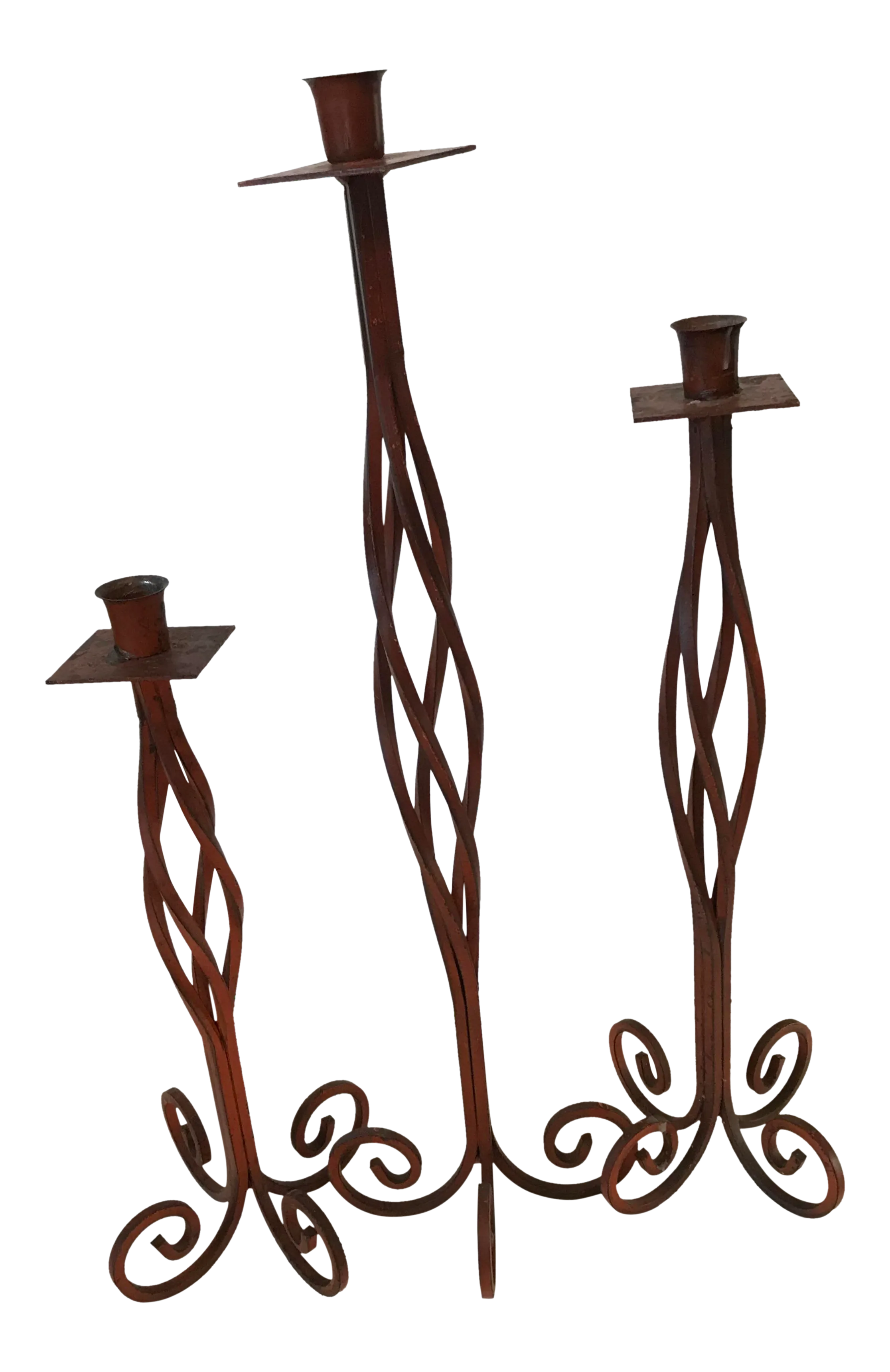 MidCentury Twisted Iron Candlesticks Set of 3 Chairish