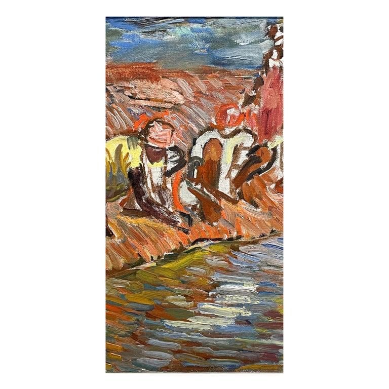 Wpa Impressionist Figurative Landscape Oil Painting Panel 