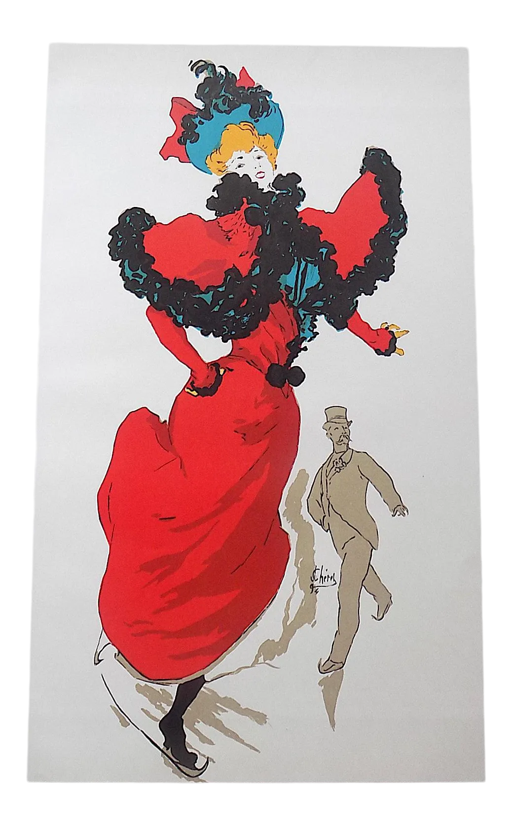 Vintage Poster Lithograph Art Nouveau Jules Cheret Signed