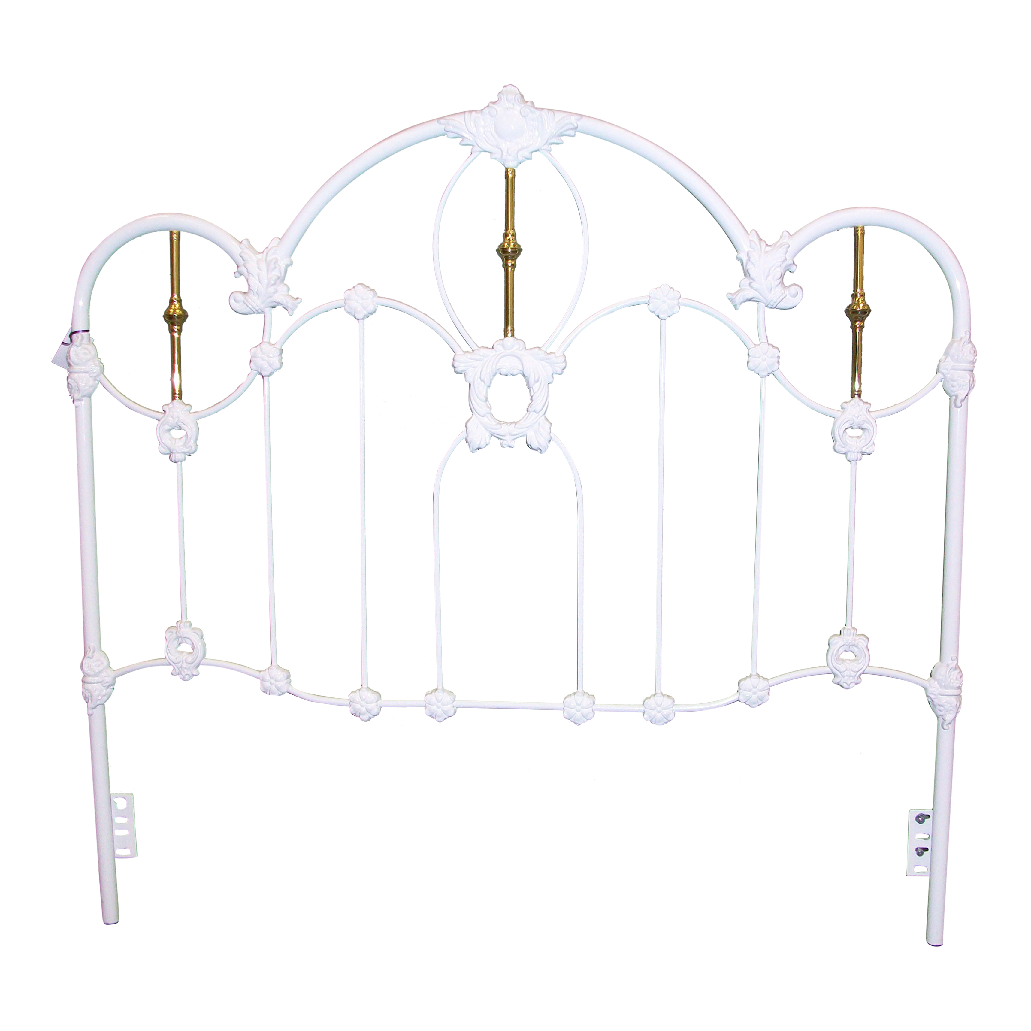 Victorian Style Queen White Iron & Brass Headboard | Chairish