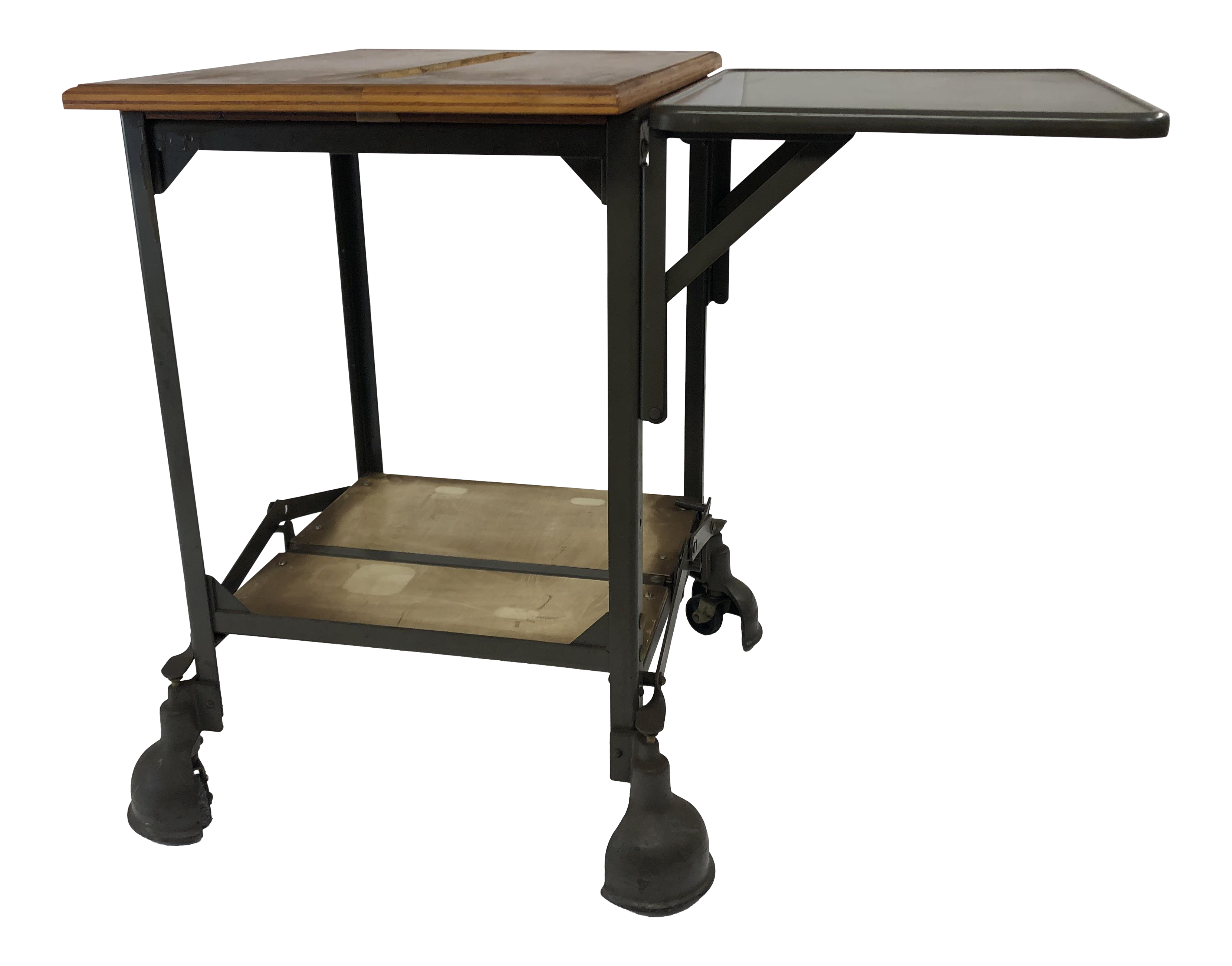 Vintage Industrial Drop Leaf Typewriter Table With Wood Top Chairish