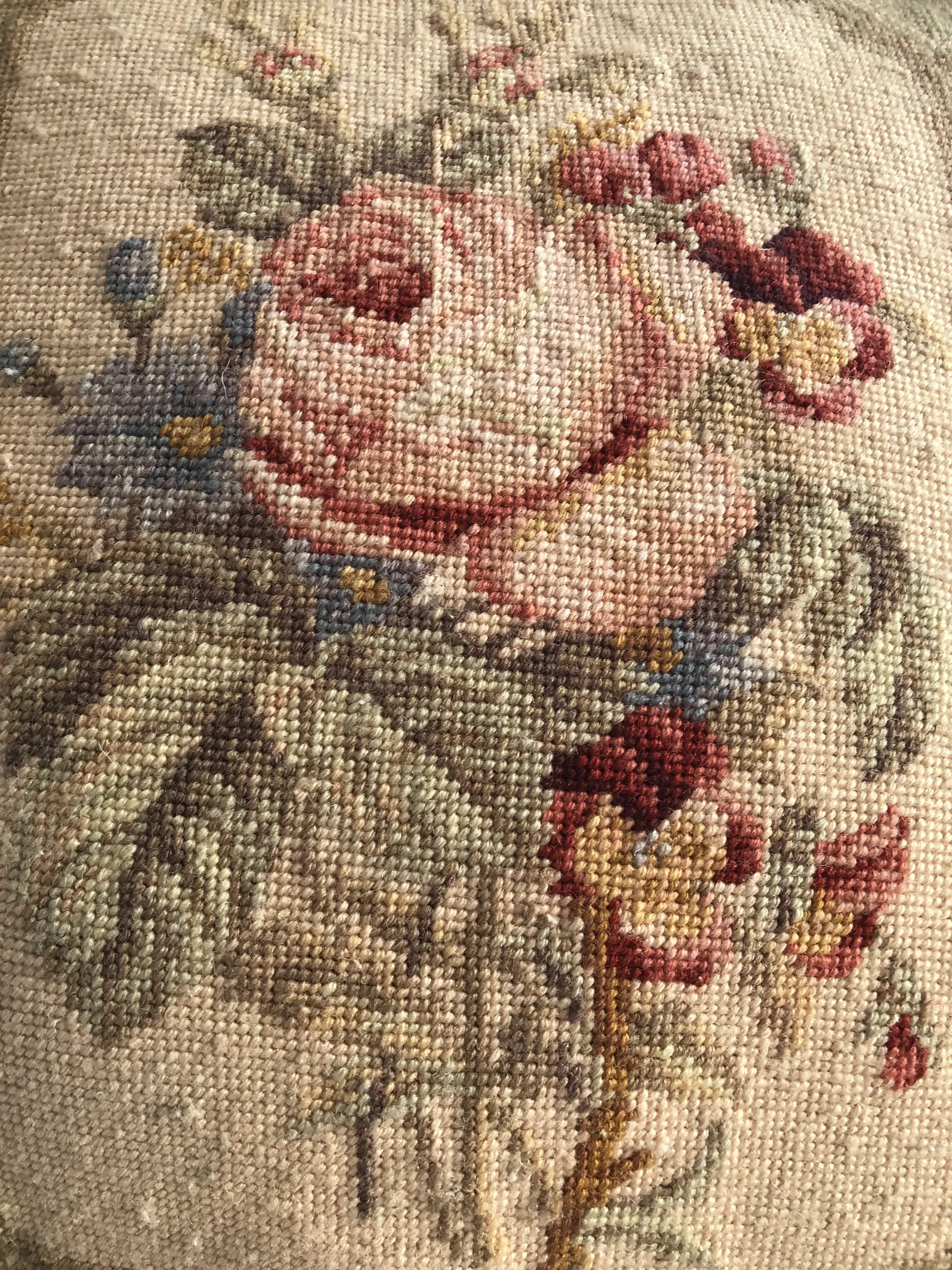 Vintage Needlepoint Floral Pillow Chairish
