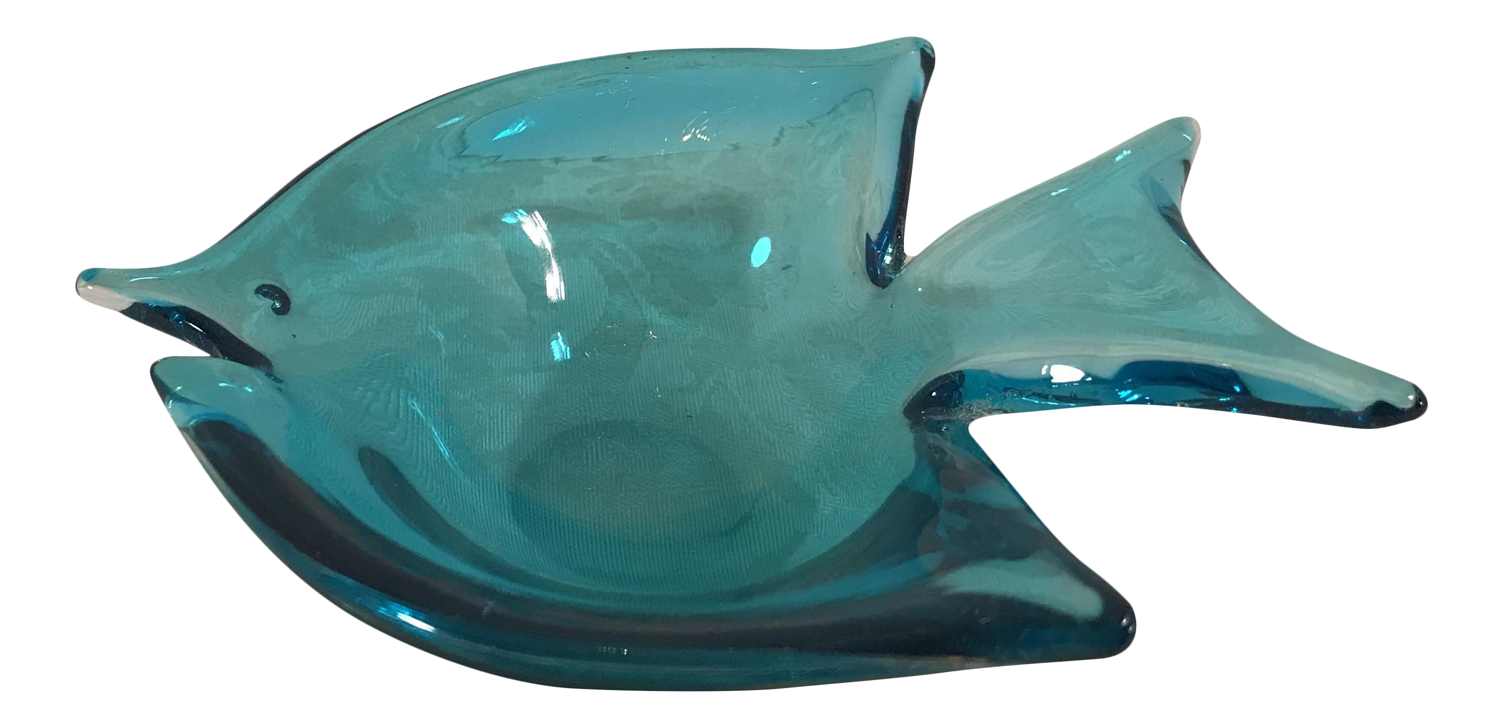 Vintage Blue Aquamarine Art Glass Fish Dish Chairish