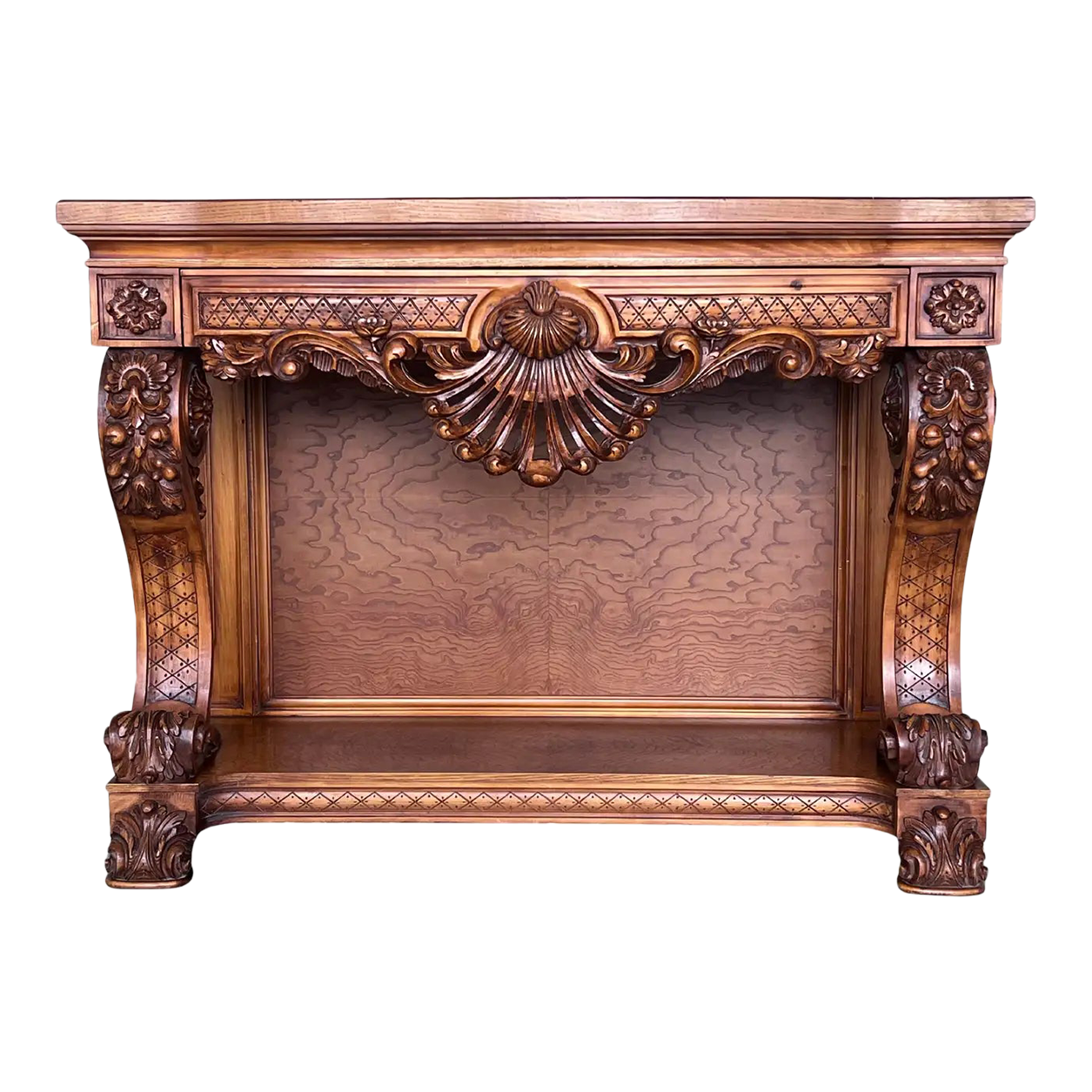 French Biedermeier Mahogany Carved Console Table With Drawer Chairish
