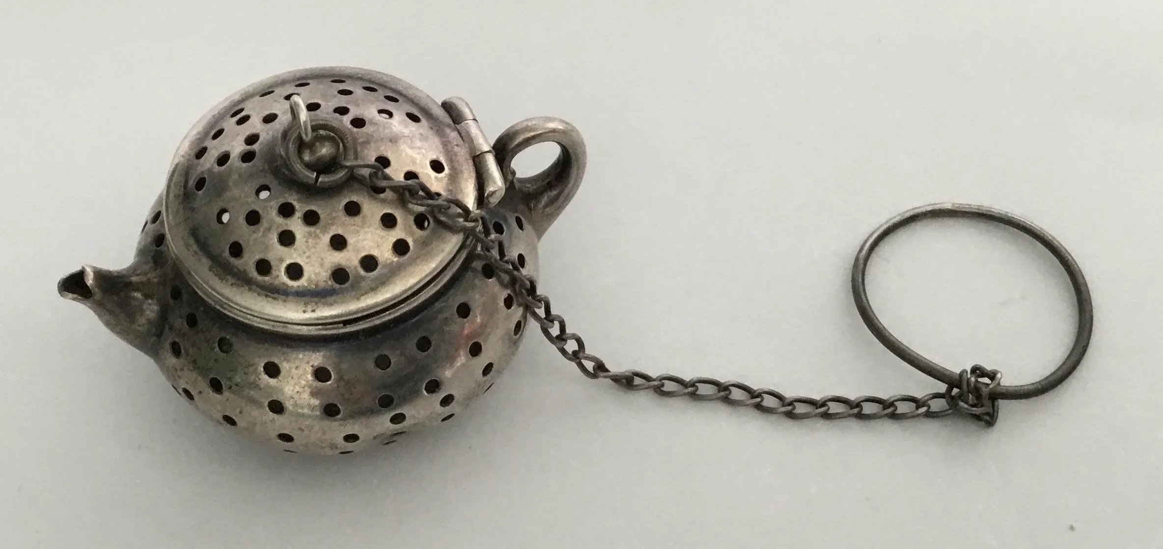Antique Sterling Silver “ Teapot” Tea Strainer