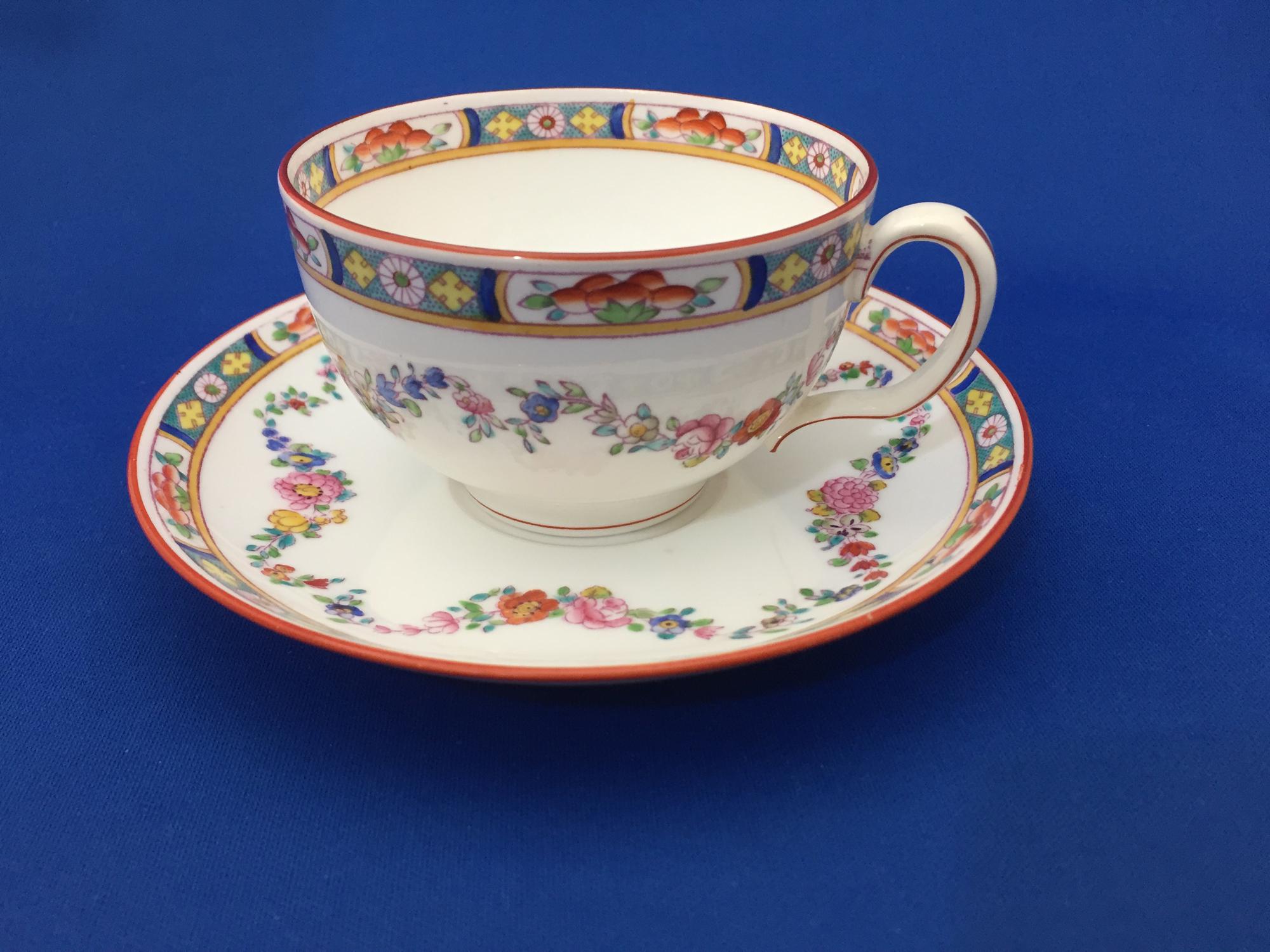 ヴィンテージミントン Vintage Minton Cup and Saucer 1912-1950 Mark Pale Blue Gold