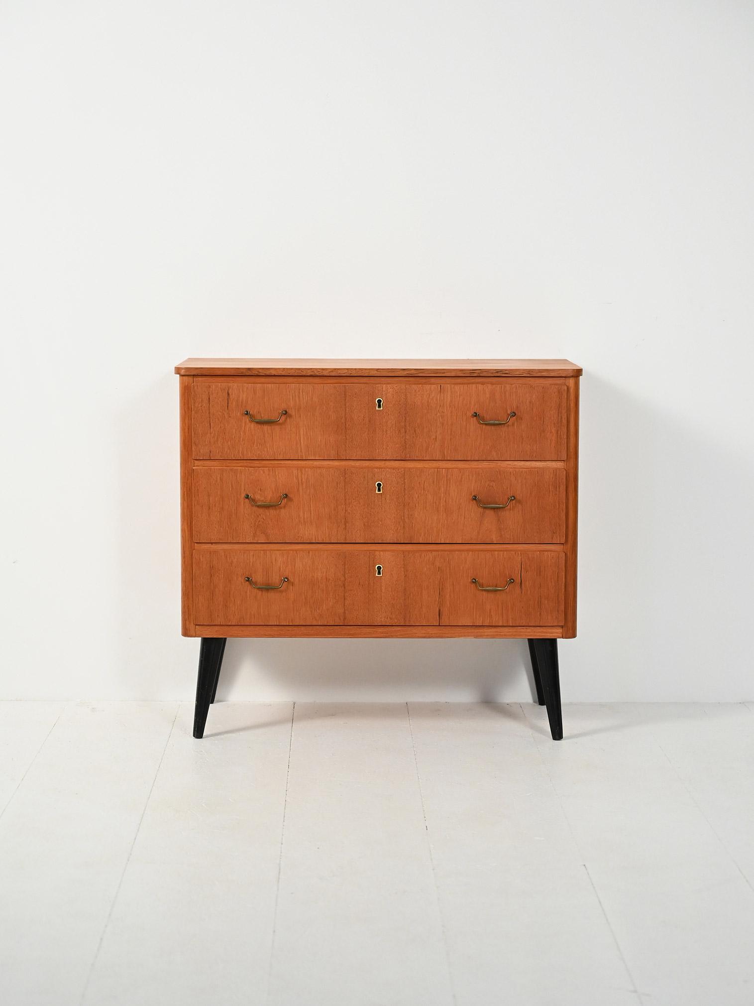 Scandinavian Teak Chest of Drawers with Black Legs, 1950s