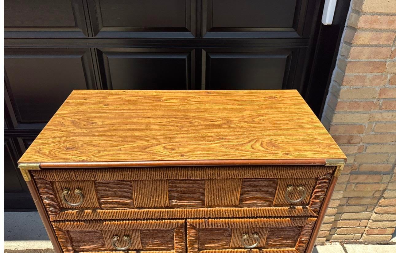 Mid 20th Century Vintage Bassett Furniture Mid Century Wicker Tall