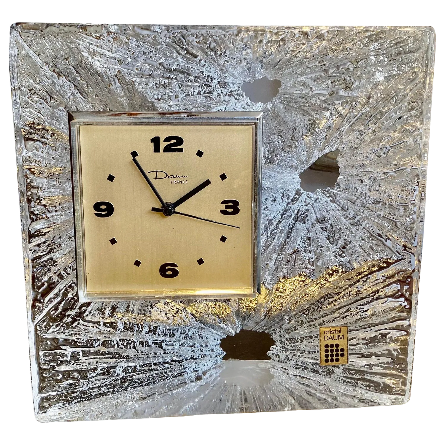 Crystal Table Clock from Daum, France, 1950s | Chairish