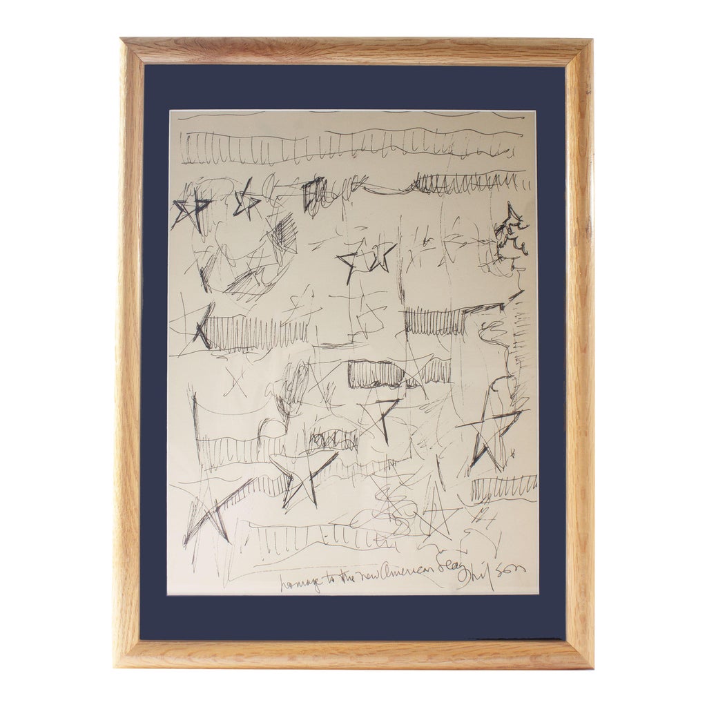 1960s “Homage to the New American Flag” Abstract Ink Drawing by Harry ...