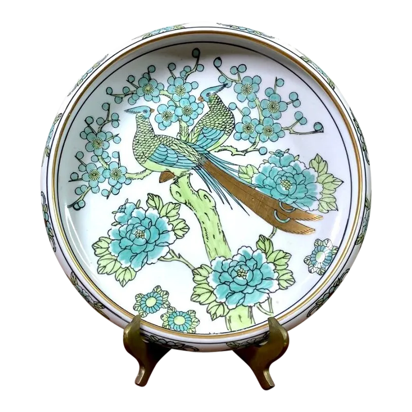 Mid 20th Century Gold Imari Japan HandPainted Peacock Patterned