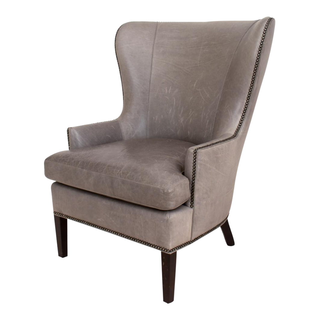 Modern Grey Leather Upholstered Armchair Chairish