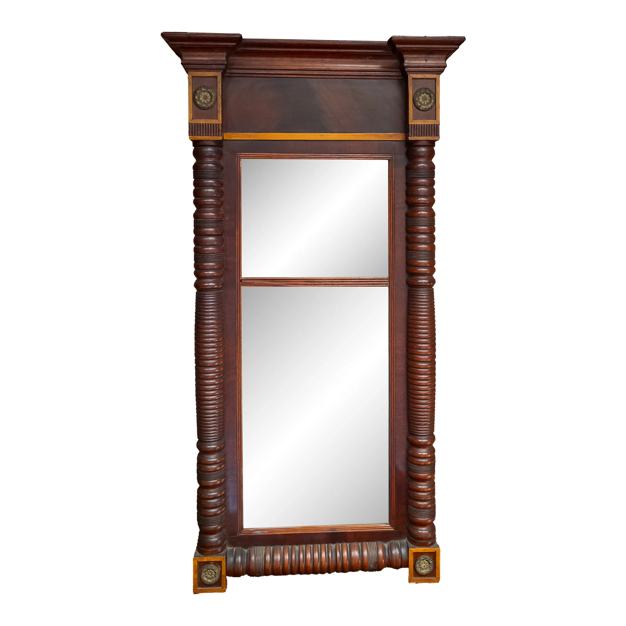 19th Century American Federal Mahogany Looking Glass Mirror Circa 1830
