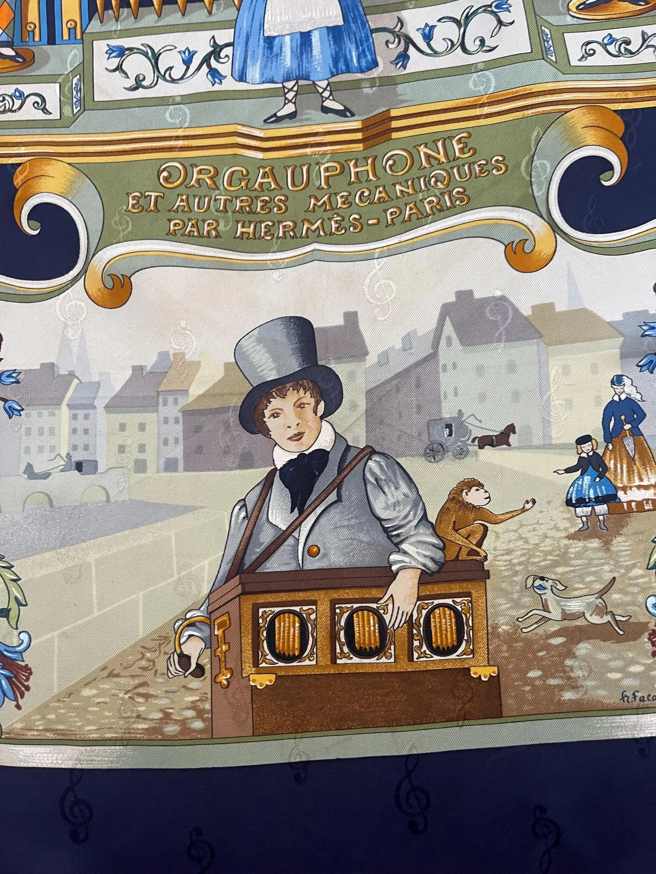 Hermès Scarf “Orgauphone Et Autres Mécaniques” 1996 | Chairish