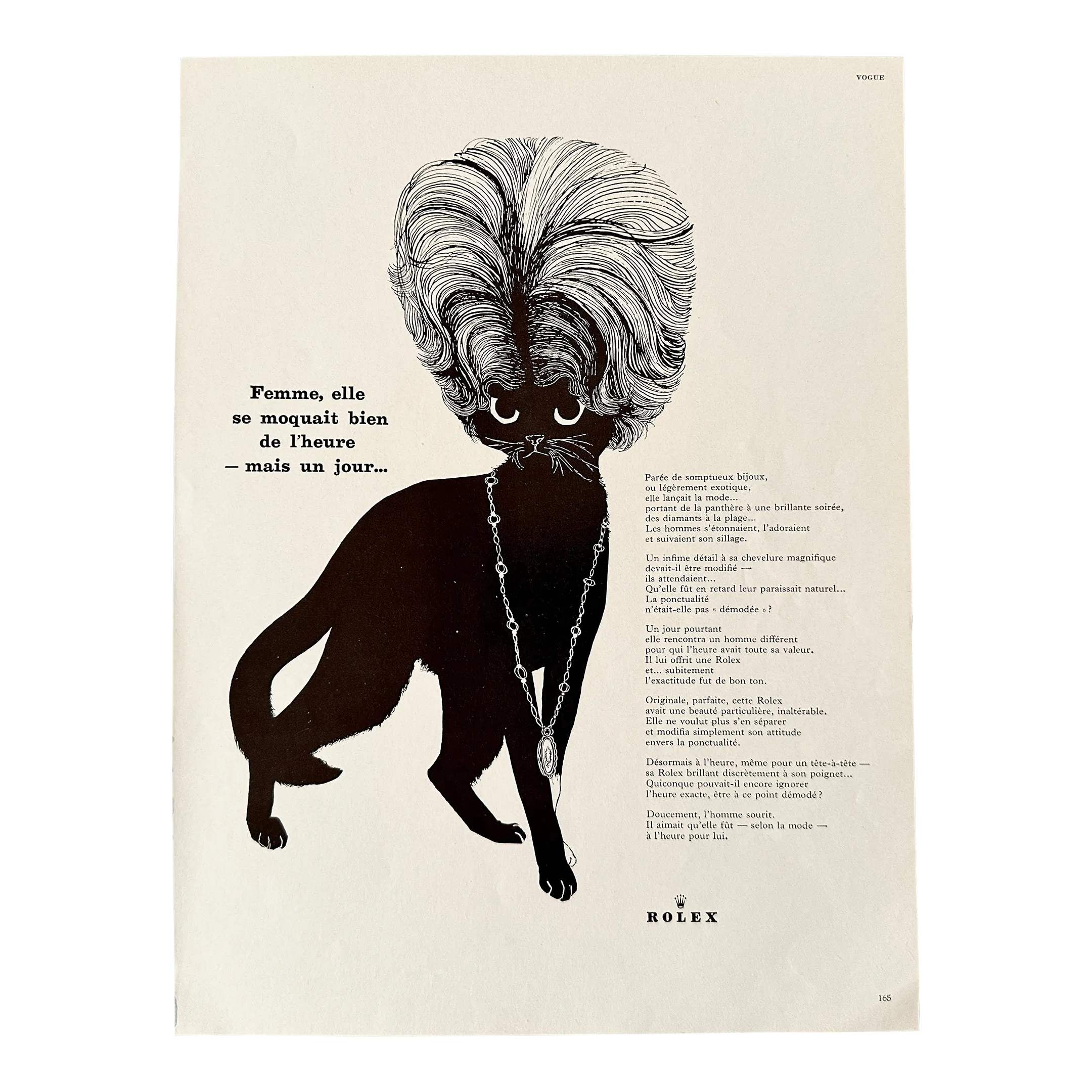 Rolex Lucky black cat 広告　額装済　No,2 Rolex Lucky black cat 広告 額装済 No,2 1961 Authentic Vintage