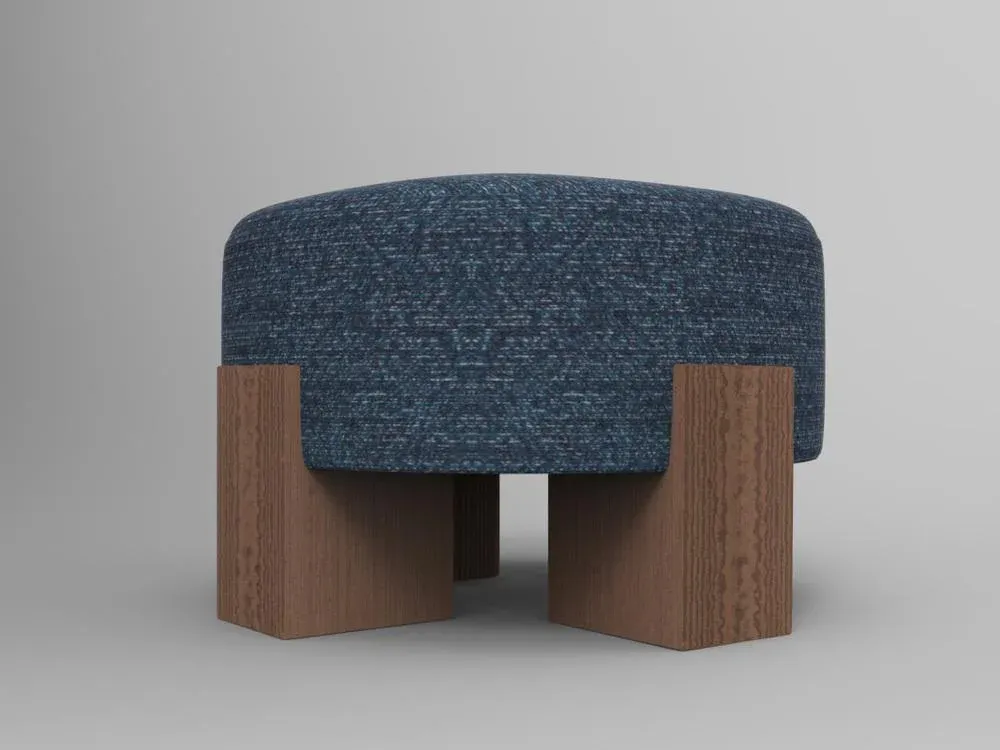 Cassette Pouf in Outside Tricot Dark Seafoam Fabric and Smoked Oak by Alter Ego for Collector