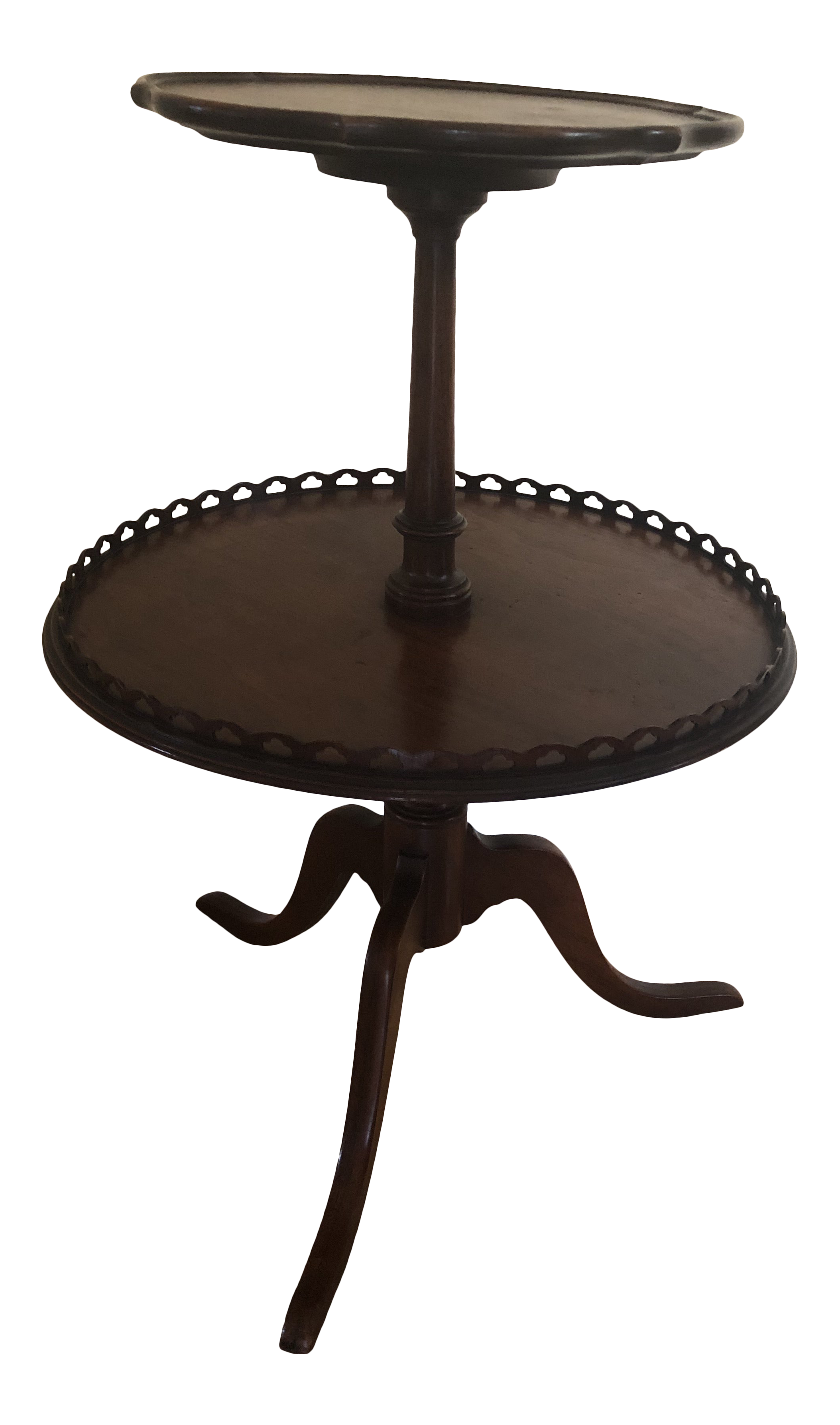Vintage Two Tier Walnut Dumbwaiter Round Pie Crust Accent Table Chairish Vintage Two Tier Walnut Dumbwaiter Round Pie Crust Accent Table Chairish