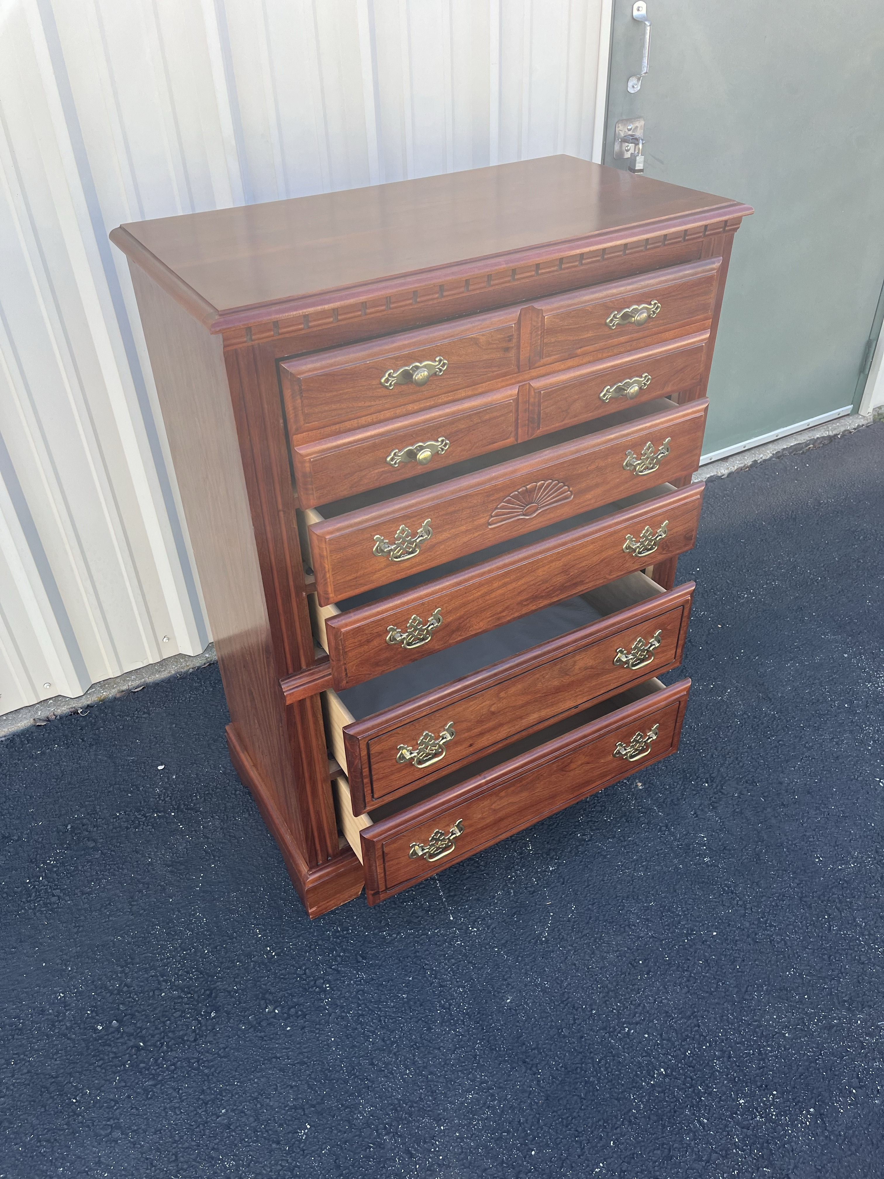 Broyhill Cherry 5-Drawer Tall Chest of Drawers | Chairish