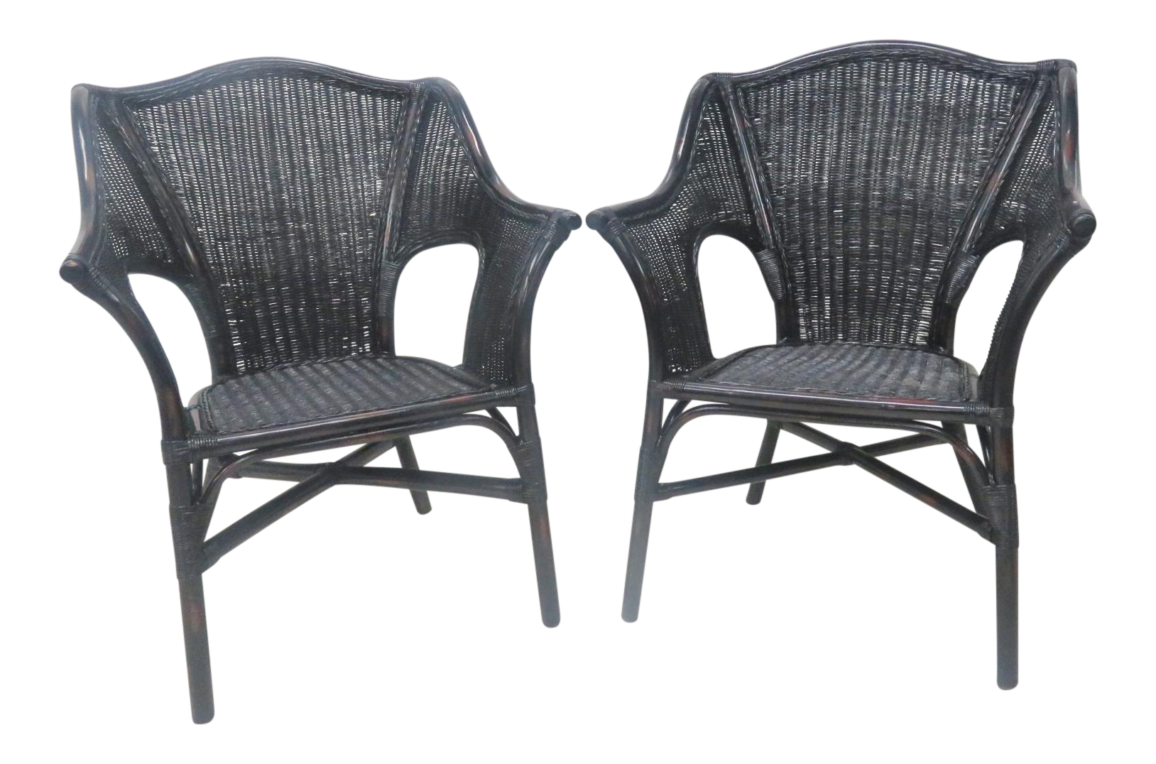 Black Wicker Side Chairs A Pair Chairish