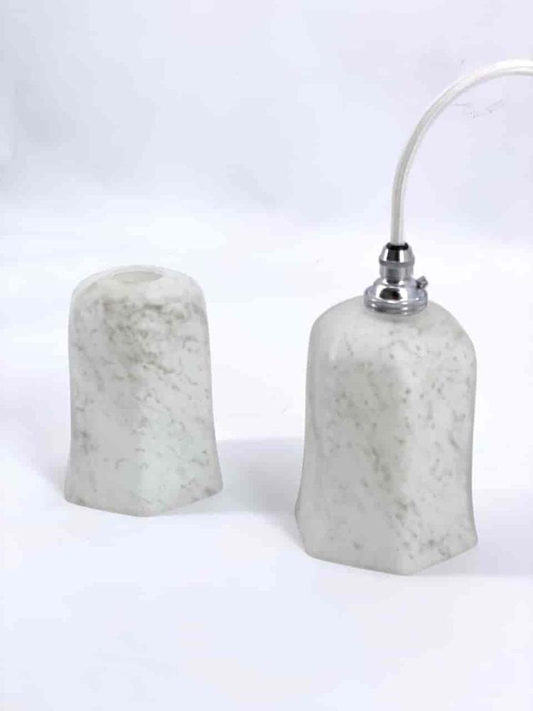 White and Marbled Grey Pendant Lamp, 1920s