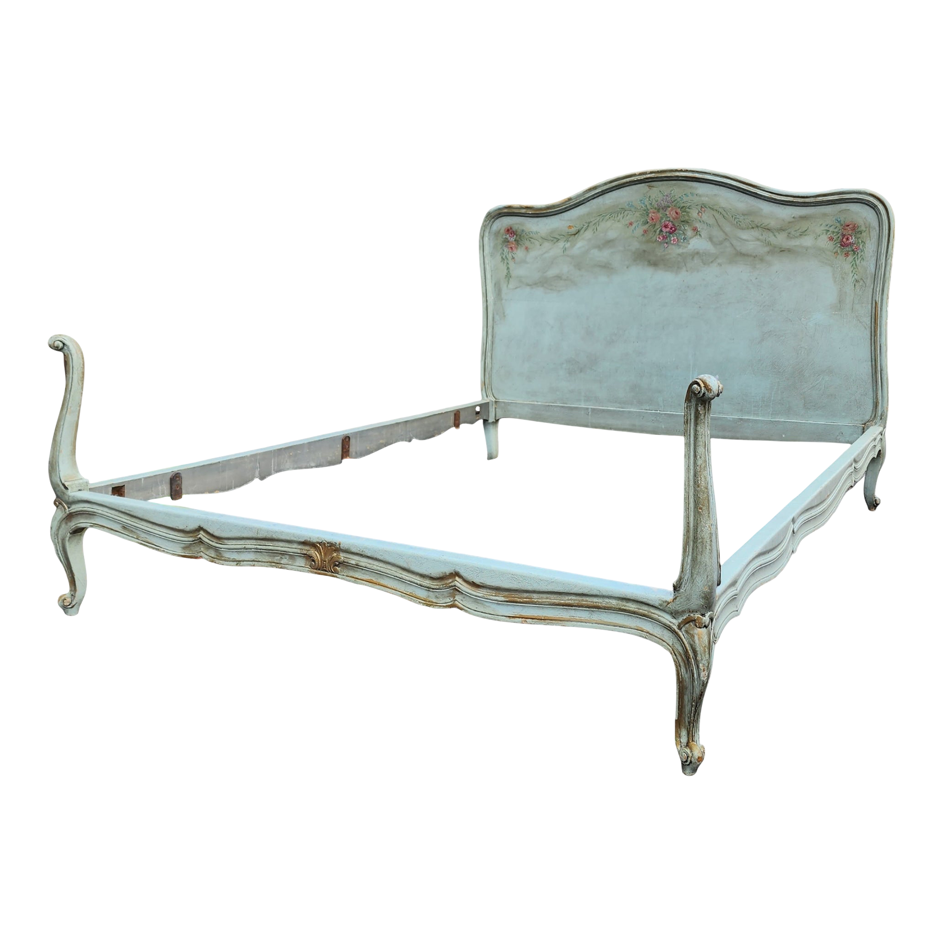 Vintage French Provincial Floral Double Bedframe in Original Finish ...
