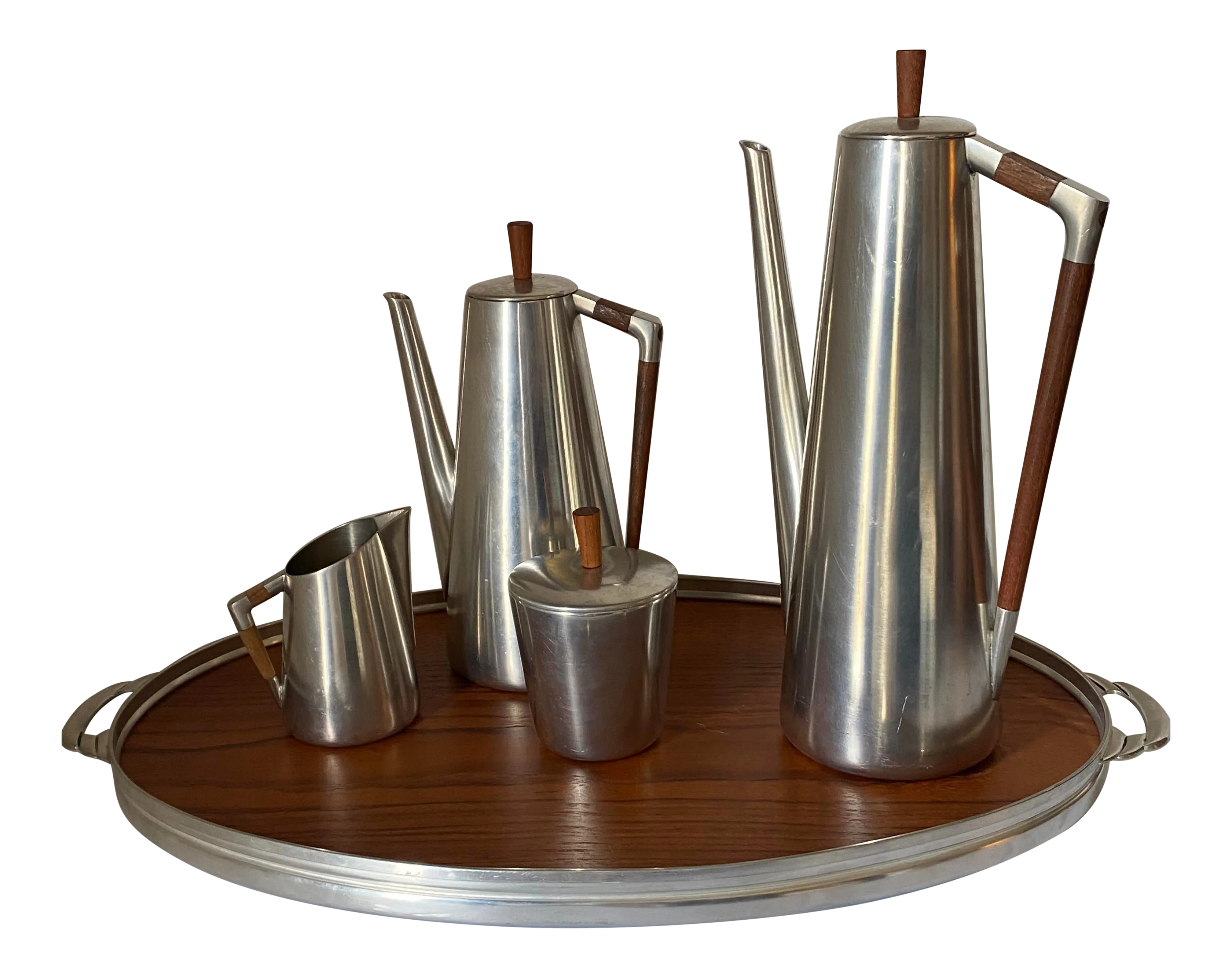 1960s Royal Holland Kmd Tiel Daalderop Pewter and Teak Coffee/Tea