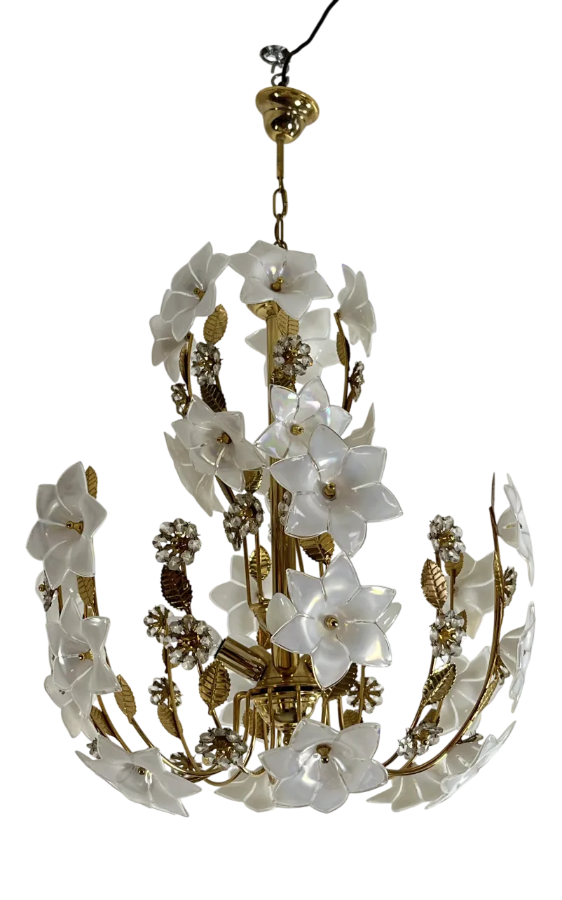 Mid-Century 5-Light Murano Glass Flower Chandelier, 1960s