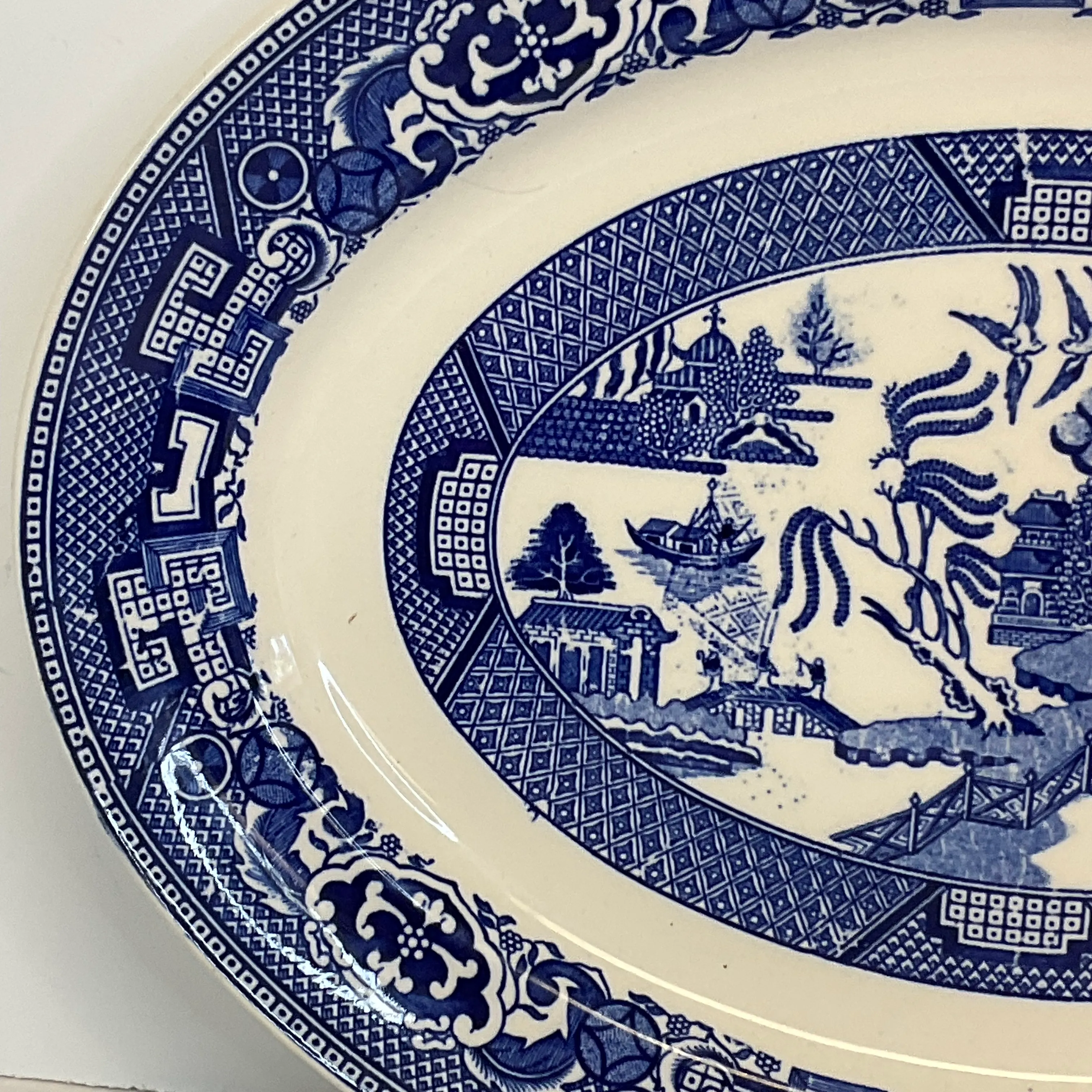 1940s Americana Chinoiserie Homer Laughlin Blue Willow Platter