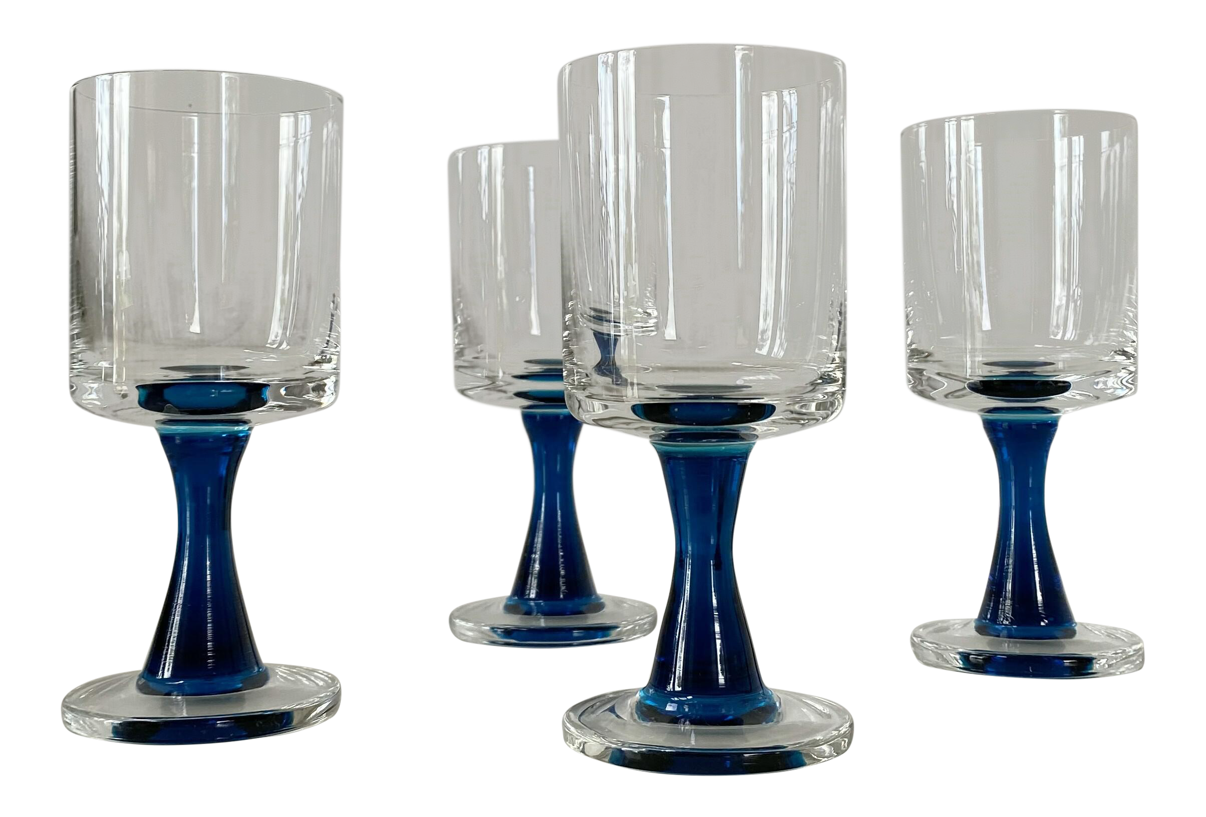 Mid Century Modern Blue Stem Wine Glasses Glasses Set Of 4 Chairish mid century modern blue stem wine glasses glasses set of 4