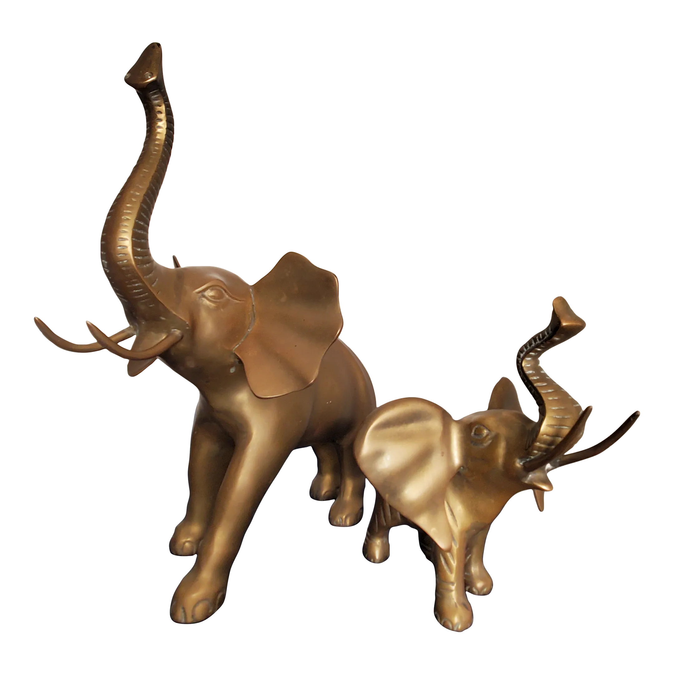Mid 20th Century Mid-Century Modern Pair of Solid Brass Elephants Expertly Cast
