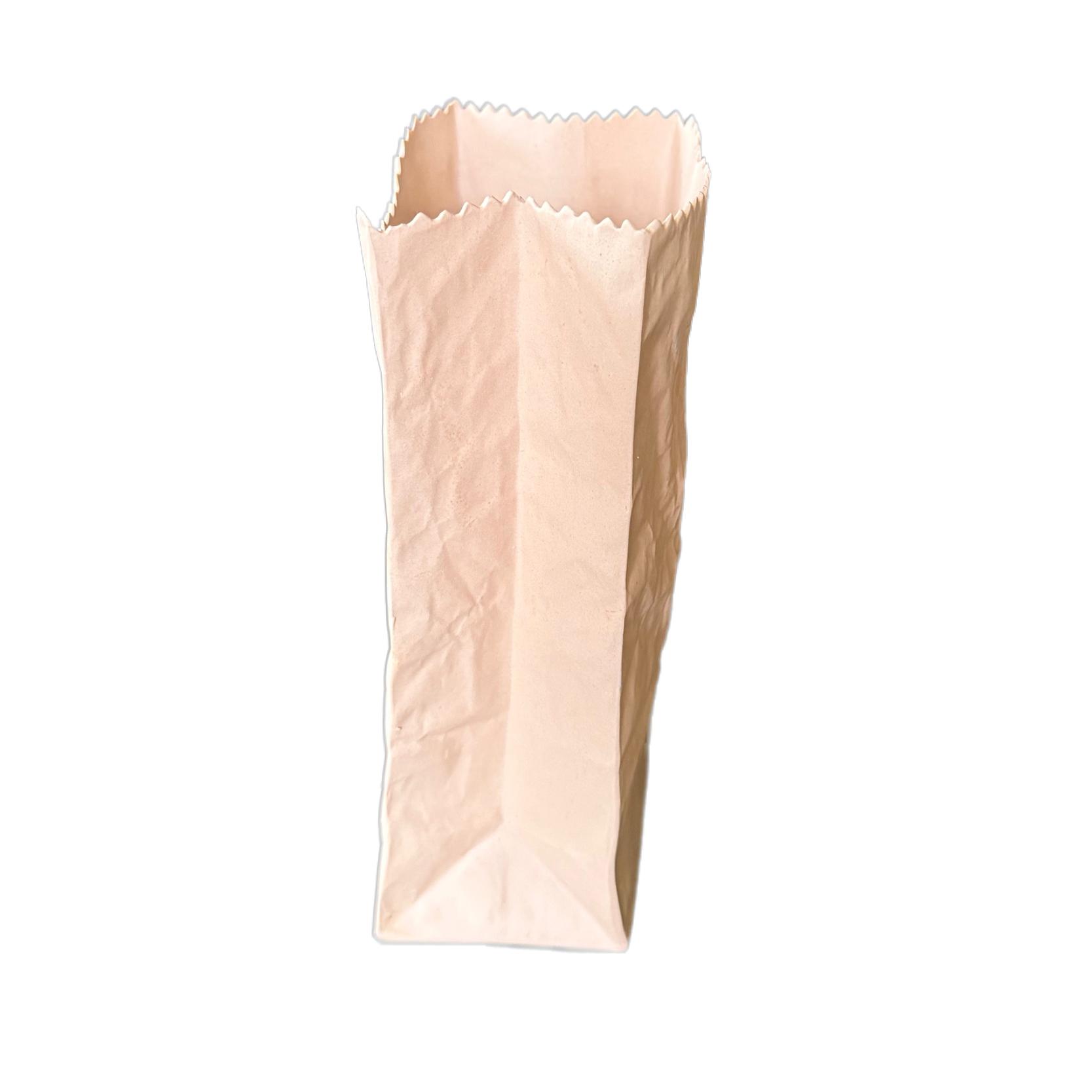 花瓶・フラワースタンド CERAMIC PAPER BAG VASE BY MICHAEL HARVEY 1980s Michael Harvey Ceramic Paper Bag Vase | Chairish