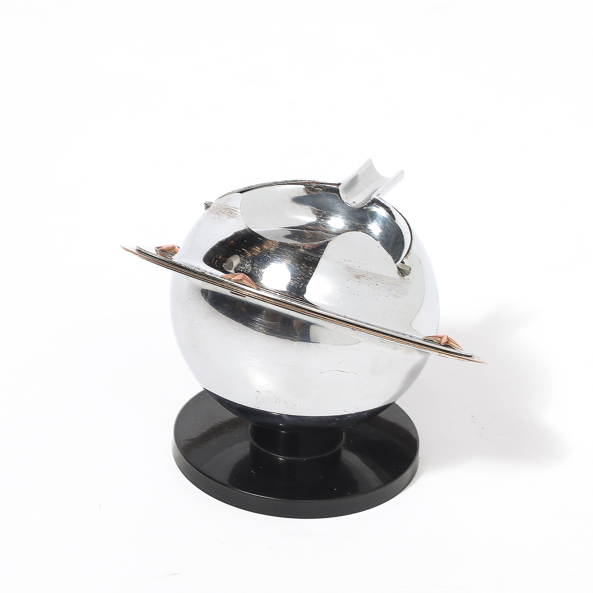 Art Deco Revere Saturn Ashtray in Chrome, Brass & Bakelite | Chairish