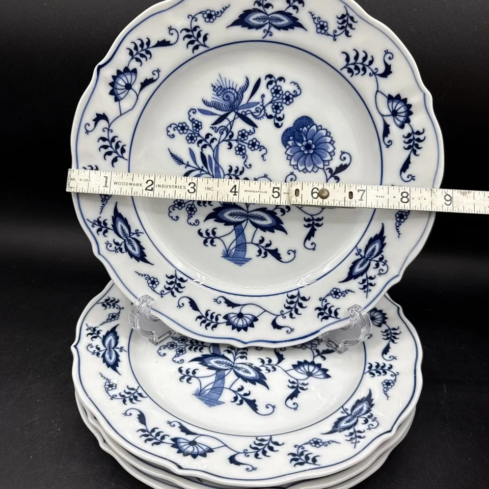 1990s Blue Danube Onion China Salad Plates, Japan- Set of 4 | Chairish