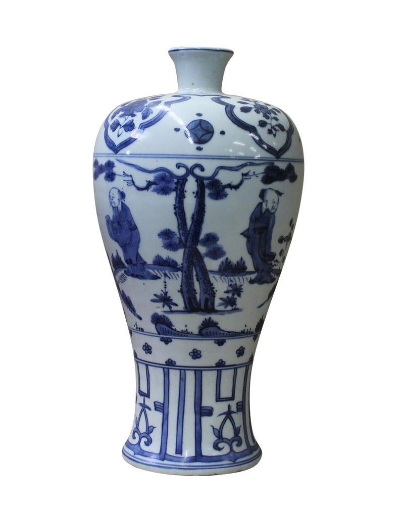 Chinese Blue & White Porcelain Meiping Vase Chairish
