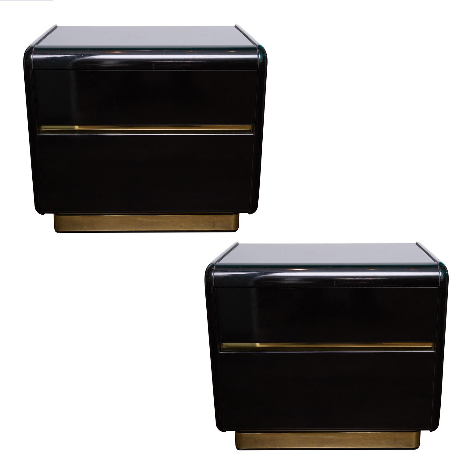 Lane Black Lacquer Nightstands A Pair Chairish
