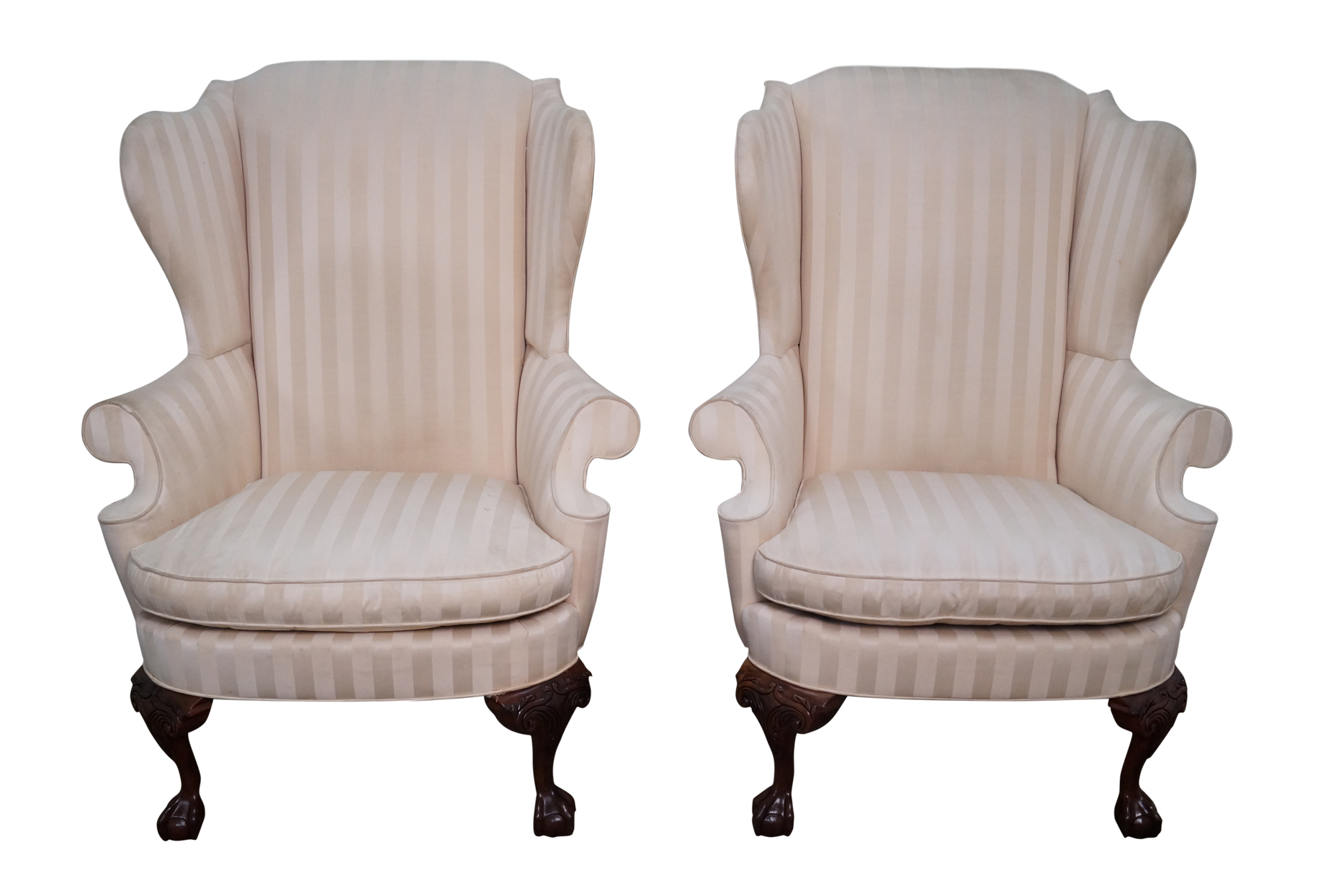 Southwood Mahogany Ball & Claw Wing Chairs Pair Chairish