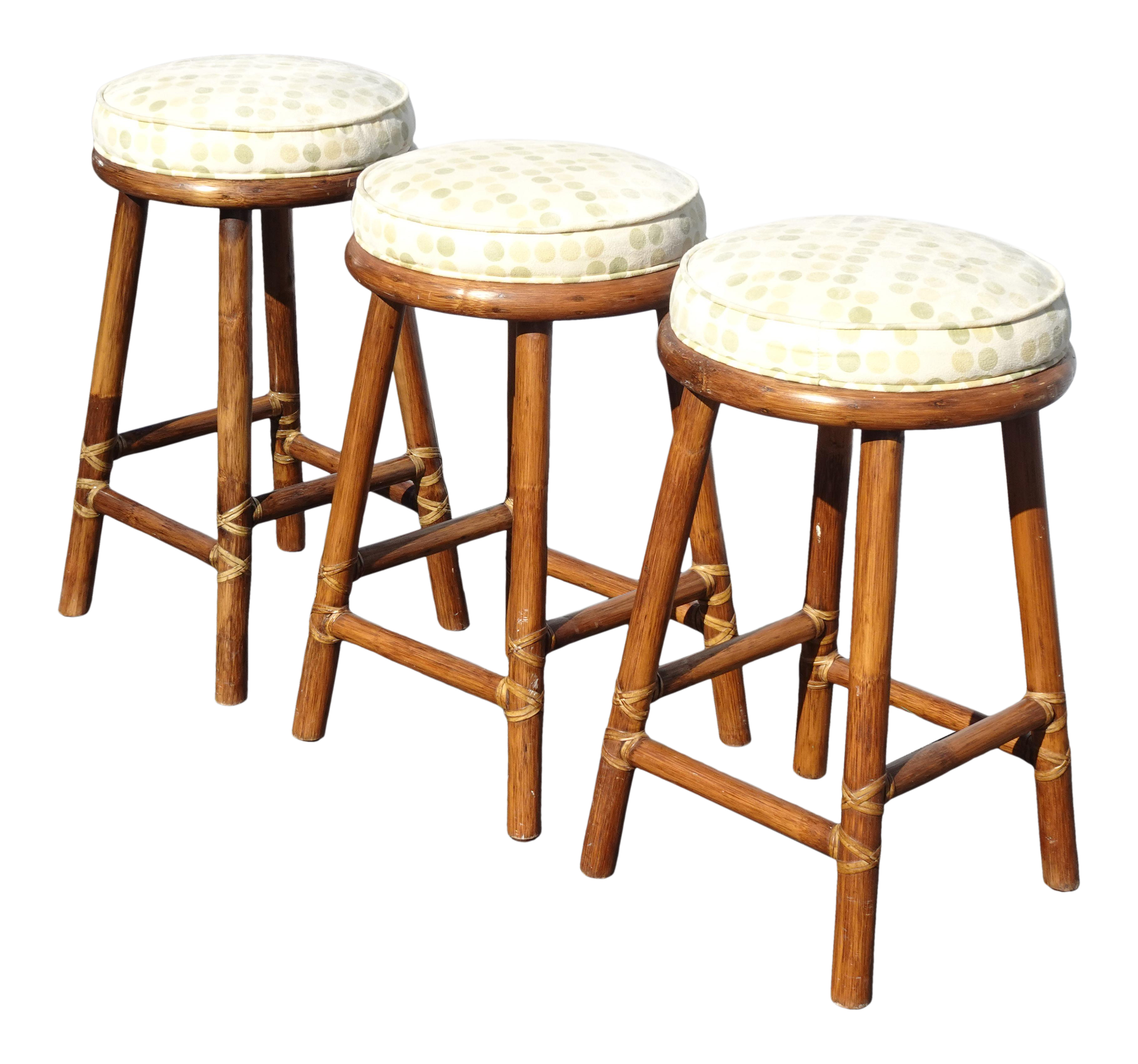 Vintage Set Three French Country Polka Dot Mcguire Counter Stools Bar Stools 2 Chairish