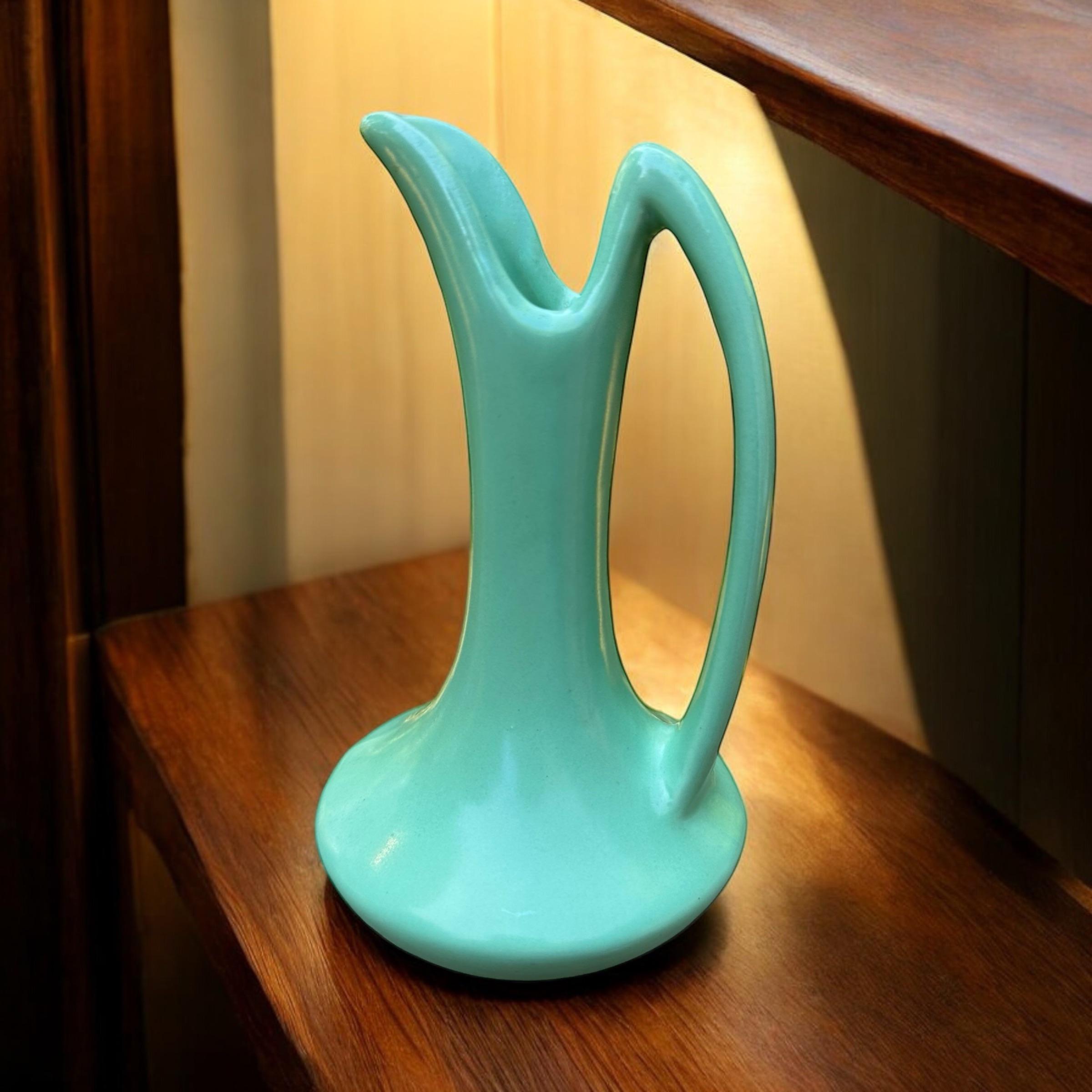 Niloak Pottery Green Ewer Pitcher Vase Late 1930-1940 | Chairish