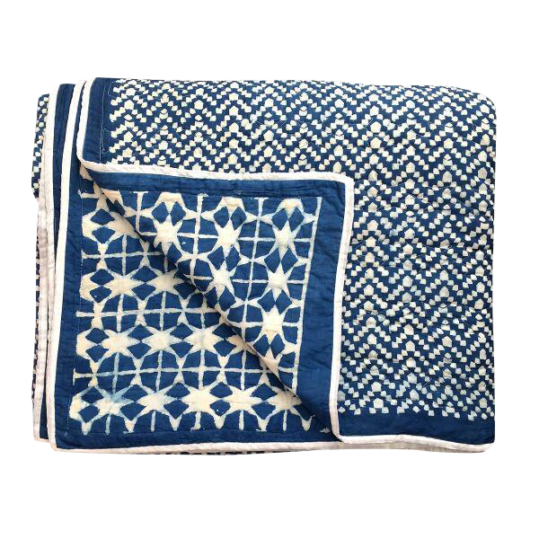Contemporary King Nila Tara Navy Cotton Quilt Chairish