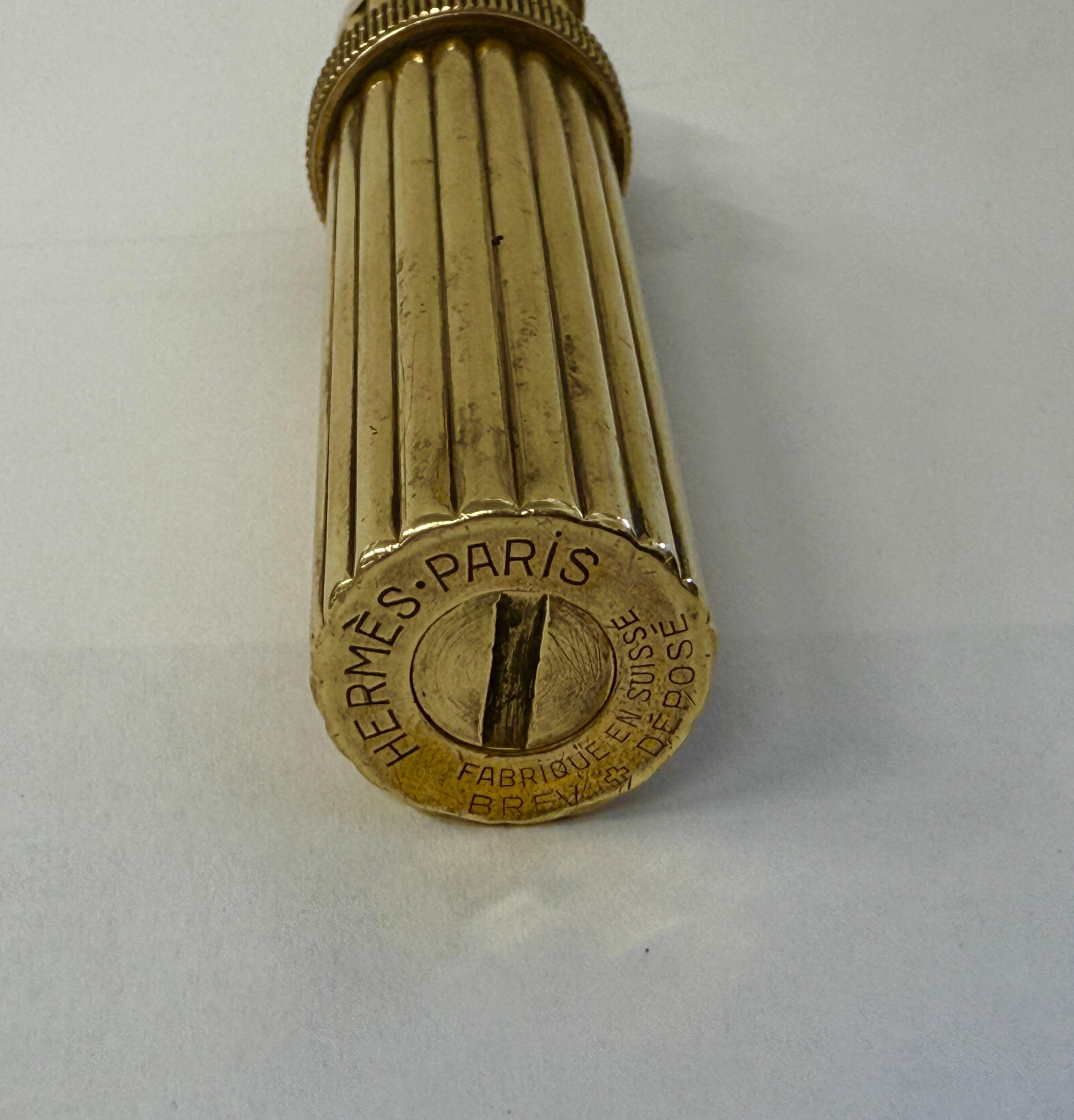 レジスター　HERMES  昭和レトロ　アンティーク Vintage HERMES Lipstick Oil Lighter Zippo Gold 1950 - Used